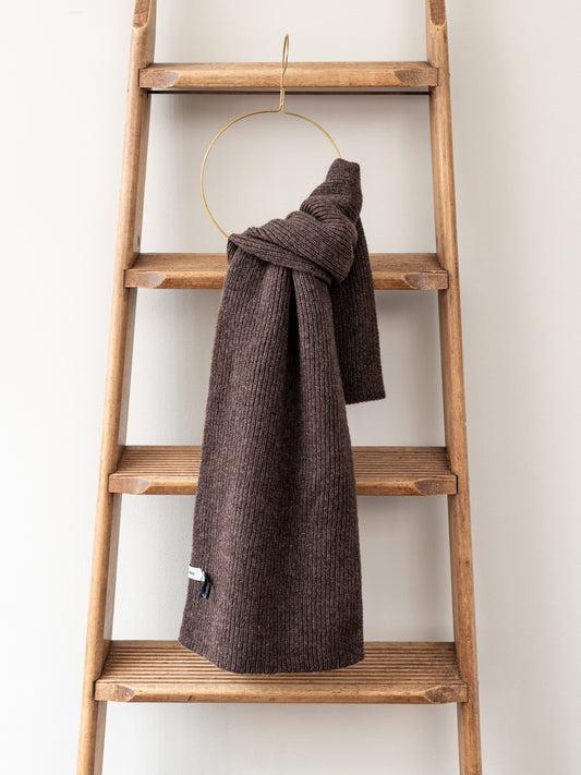 Cashmere Rib Scarf | Brown