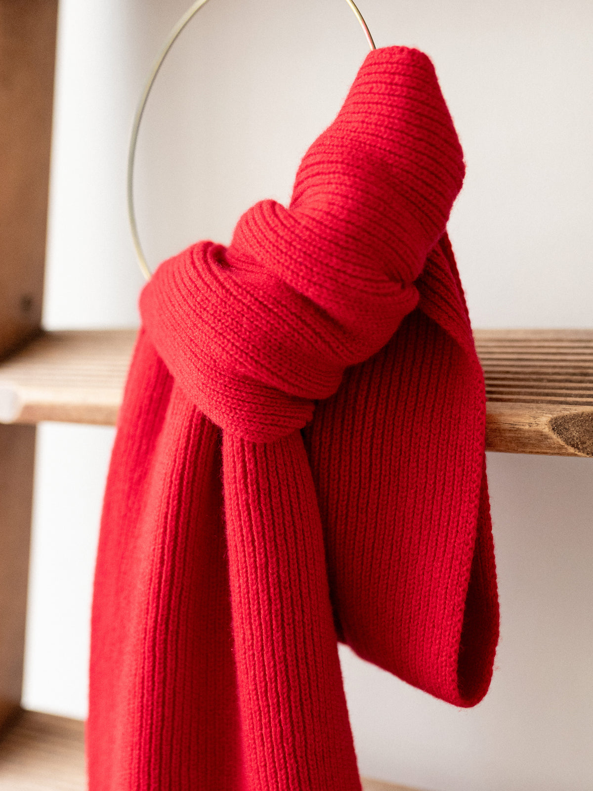 Cashmere Rib Scarf | Red