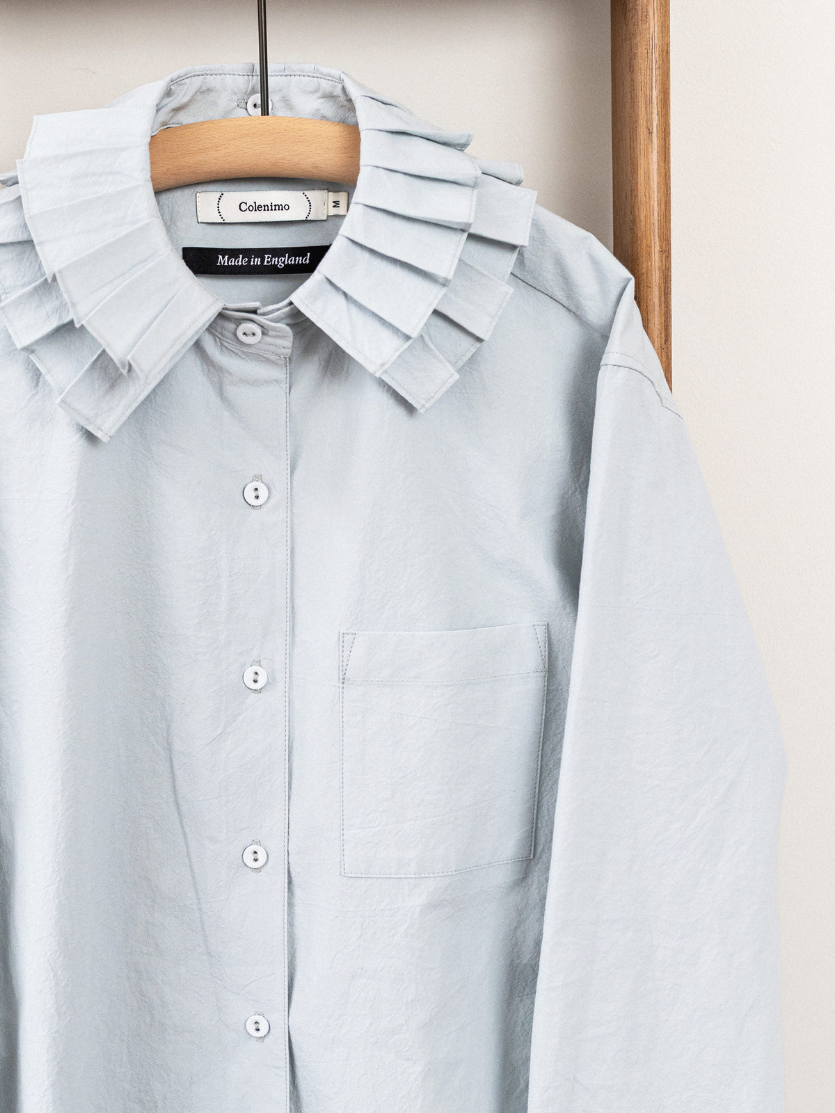 Detachable Ruffle Collar Top / Grey Blue