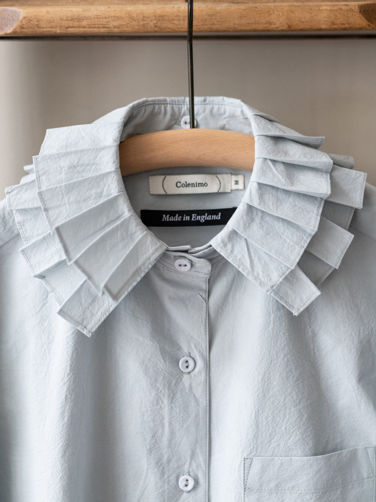 Detachable Ruffle Collar Top / Grey Blue