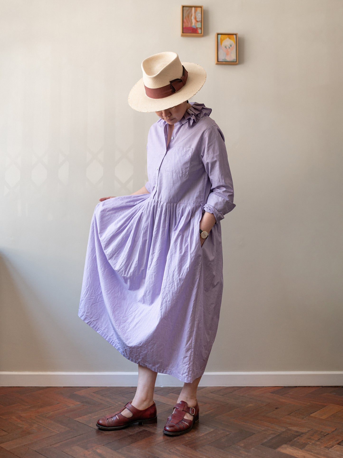Double Ruffle Collar Dress / Soft Lilac