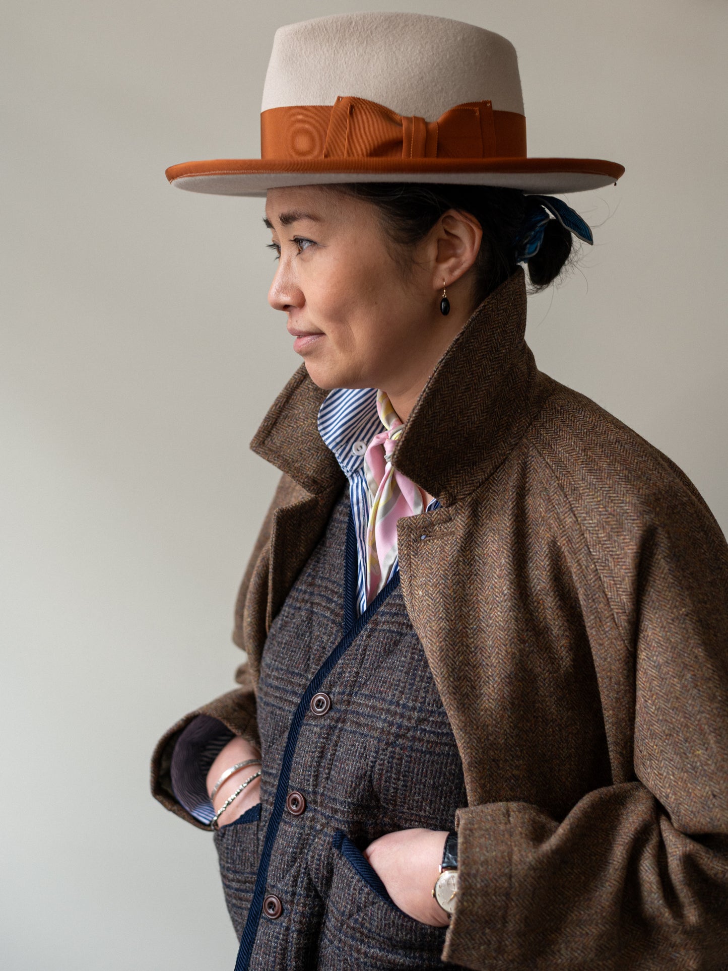 Tweed Quilted Vest / Grey Check