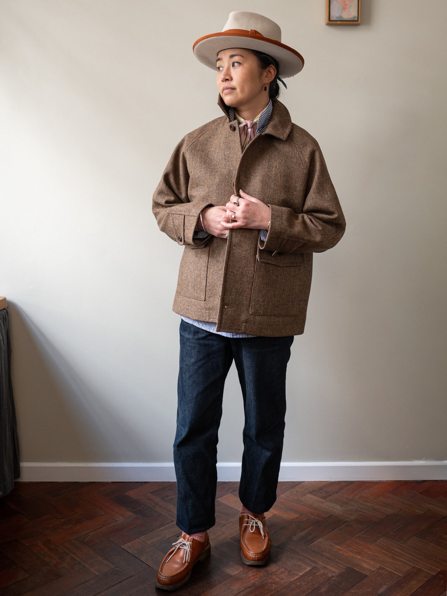 Tweed Field Jacket / Brown Herringbone