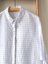 Irish Linen Balloon Sleeve Top / Windowpane