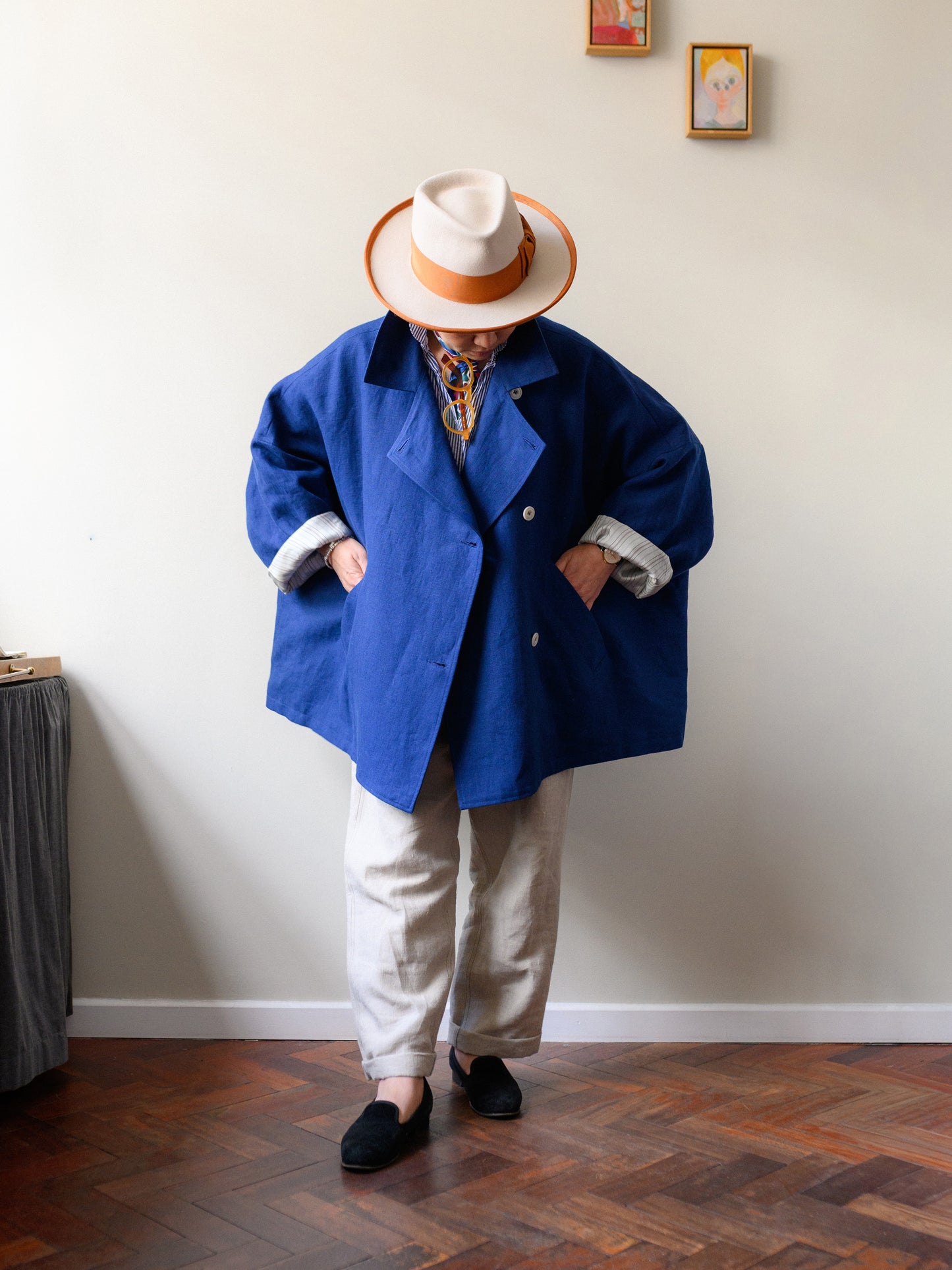 Irish Linen Poncho – Blue