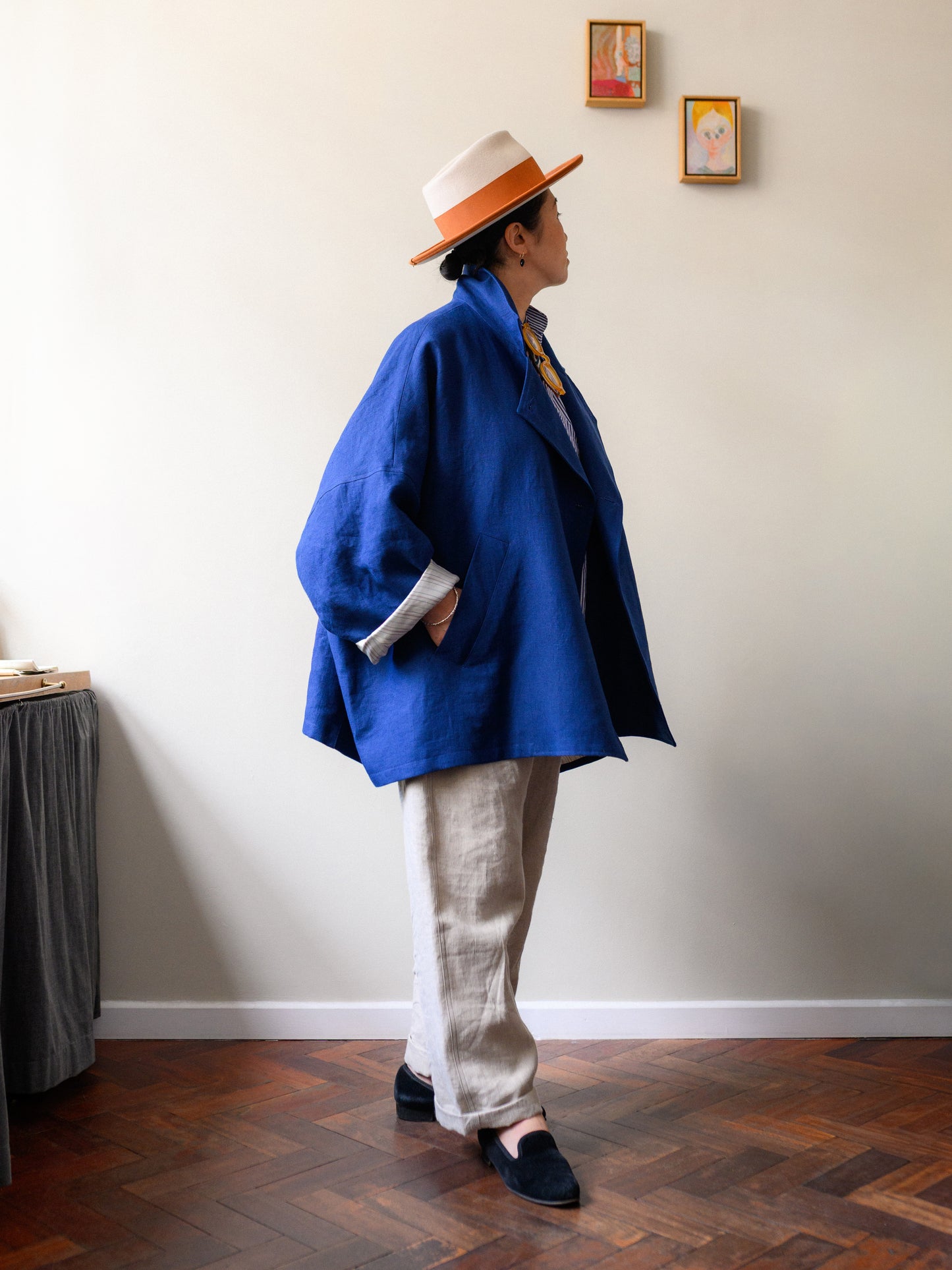 Irish Linen Poncho – Blue