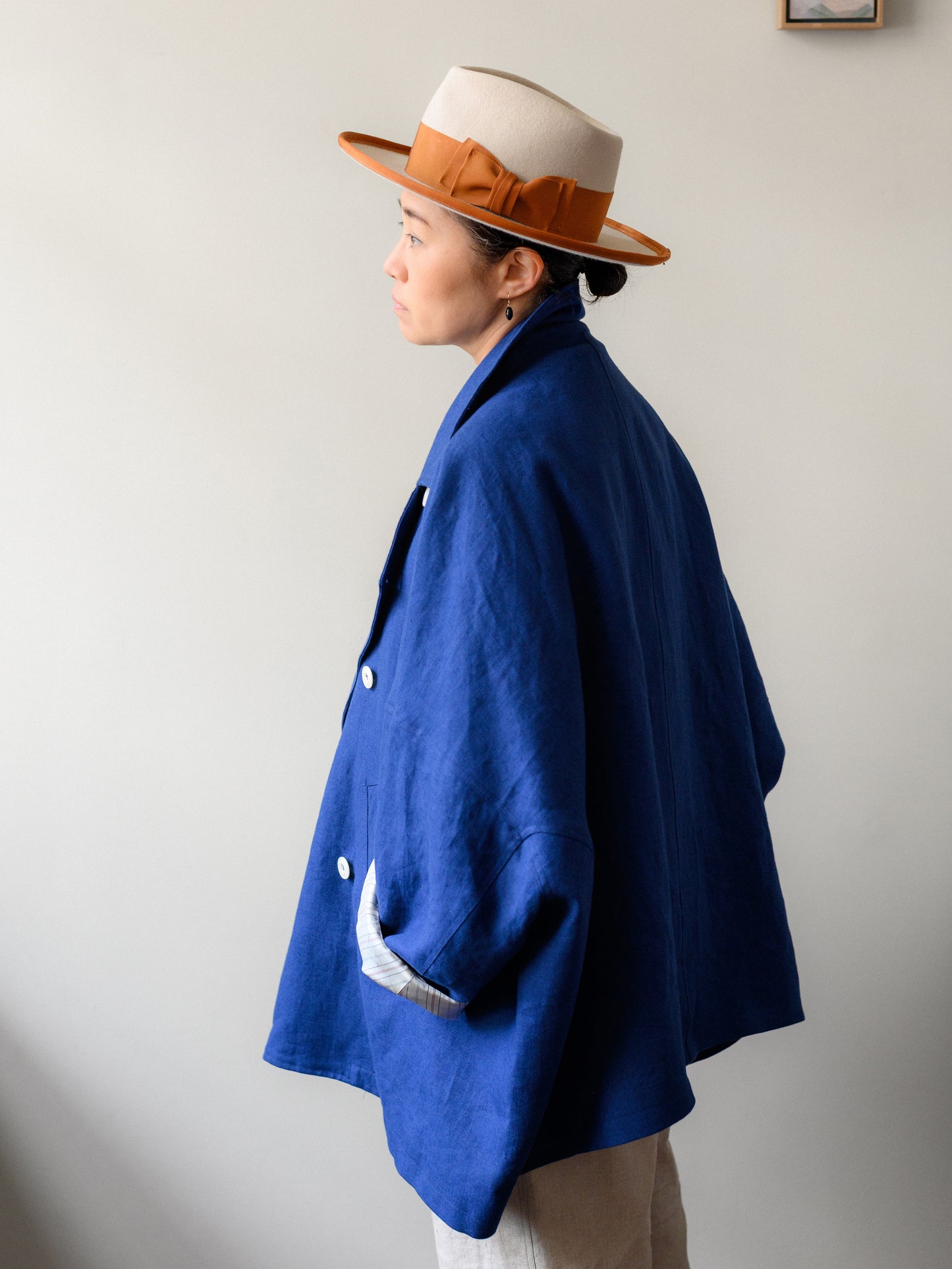 Irish Linen Poncho – Blue
