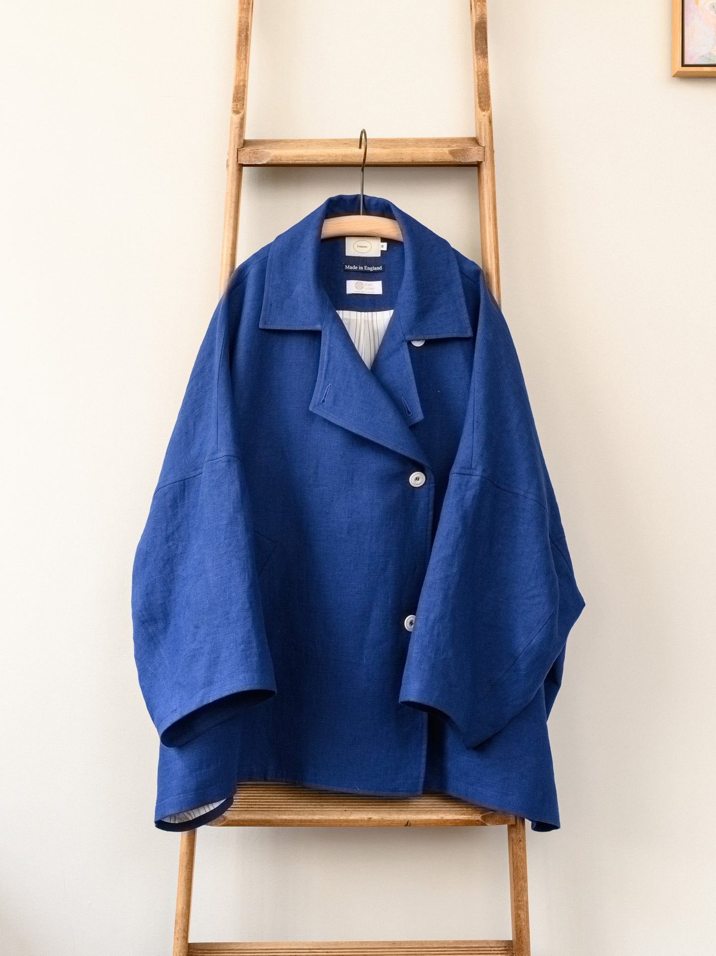 Irish Linen Poncho – Blue