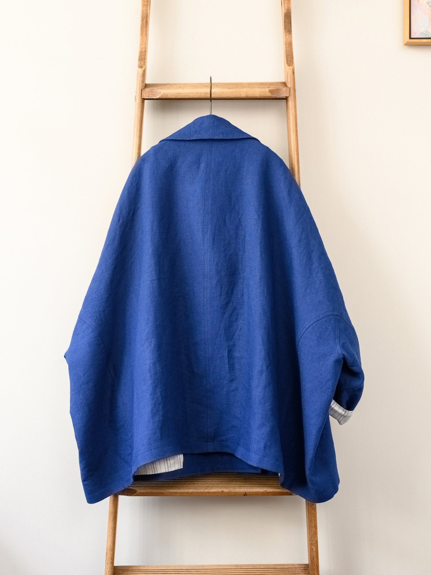 Irish Linen Poncho – Blue