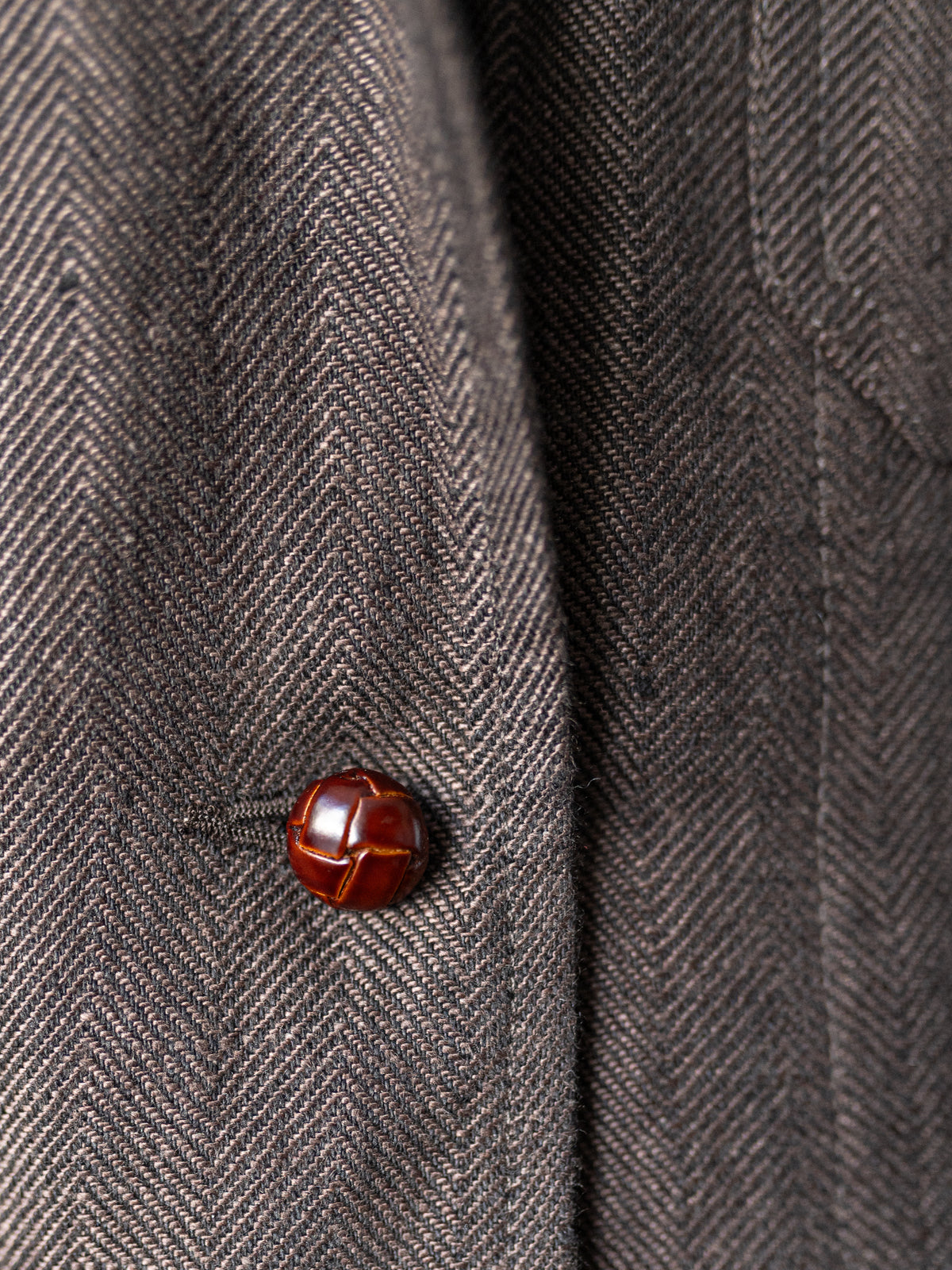 Irish Linen Worker Jacket / Brown Herringbone