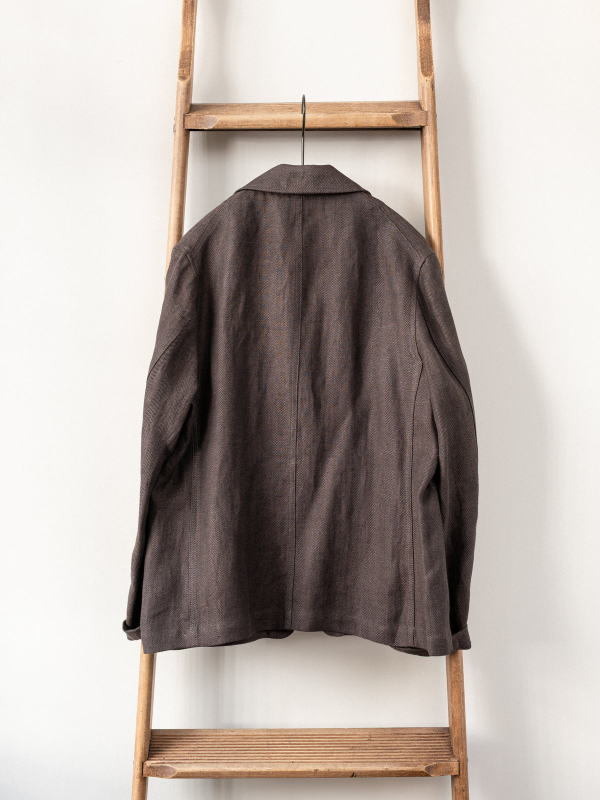 Irish Linen Worker Jacket / Brown Herringbone