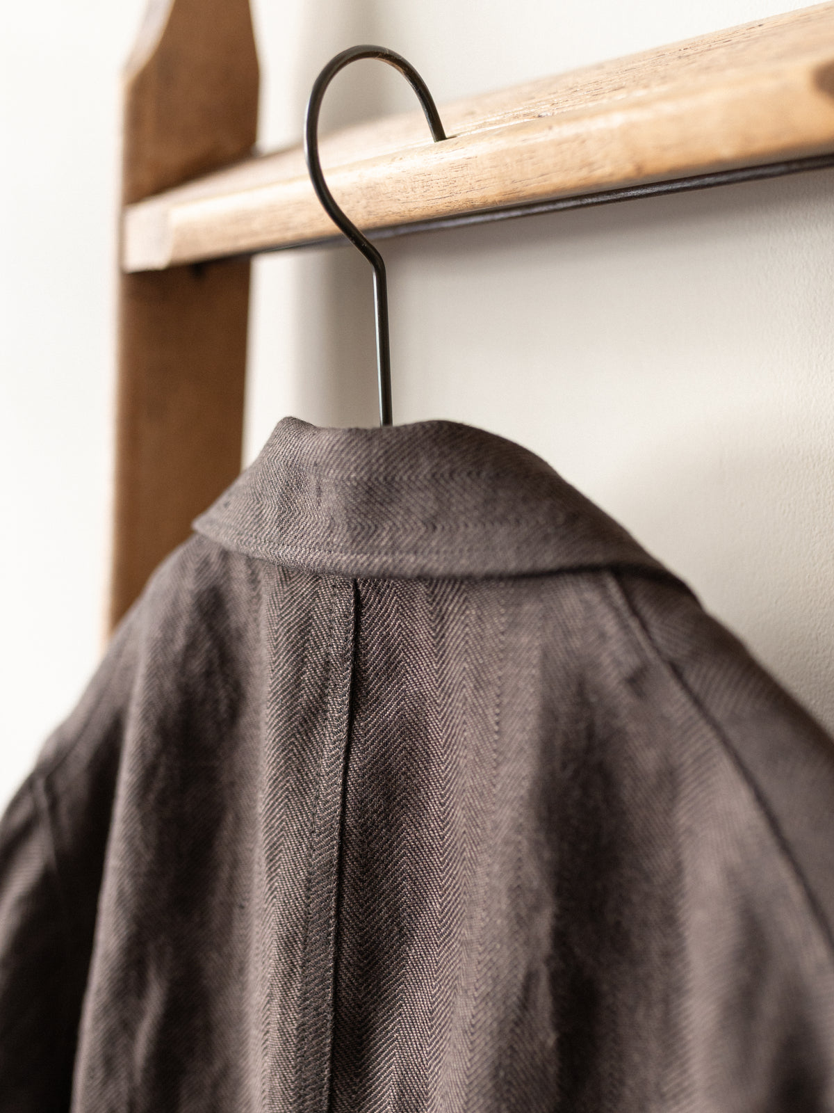 Irish Linen Worker Jacket / Brown Herringbone