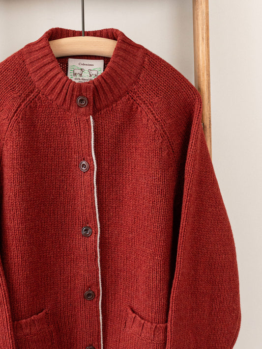 Pure Lambs Wool Cardigan / Red Sienna