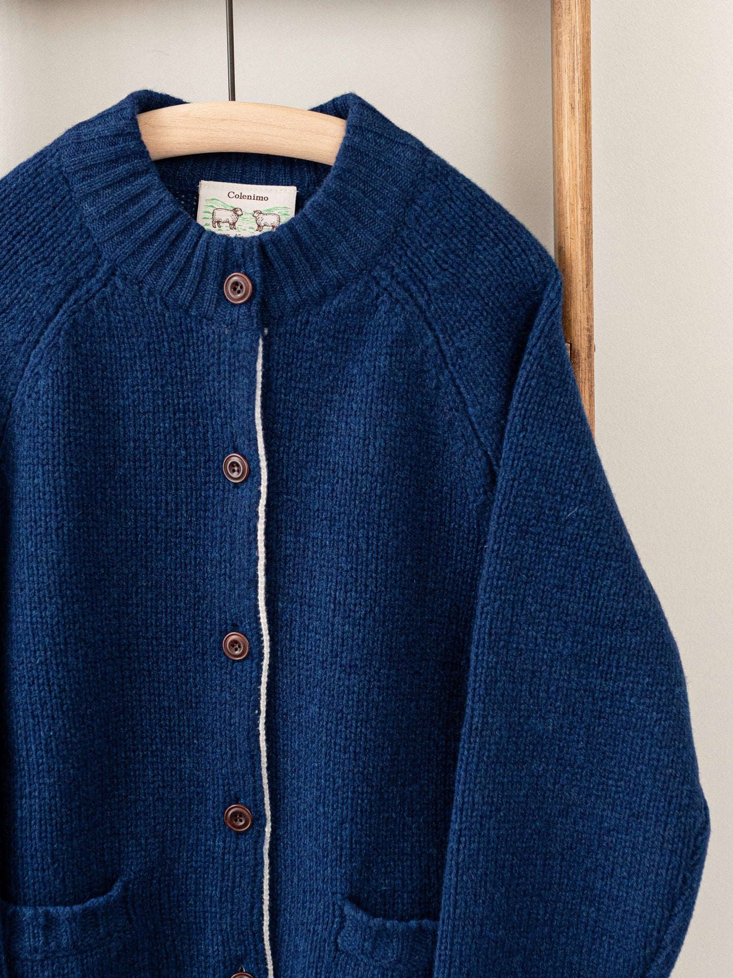 Pure Lambs Wool Cardigan / Regatta Blue