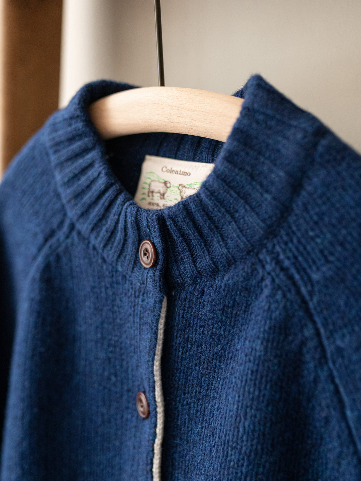 Pure Lambs Wool Cardigan / Regatta Blue