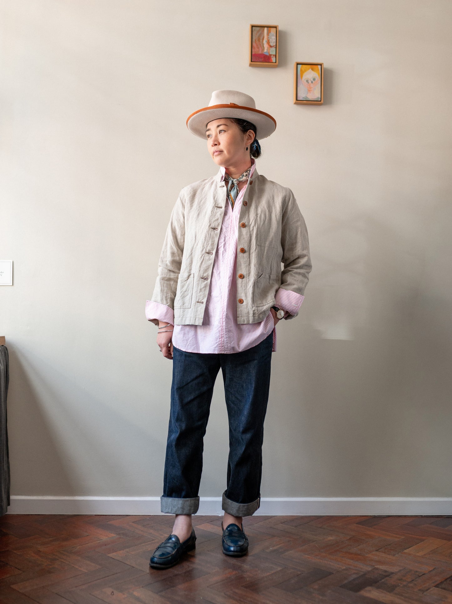 Linen Painter Work Jacket / Natural Beige