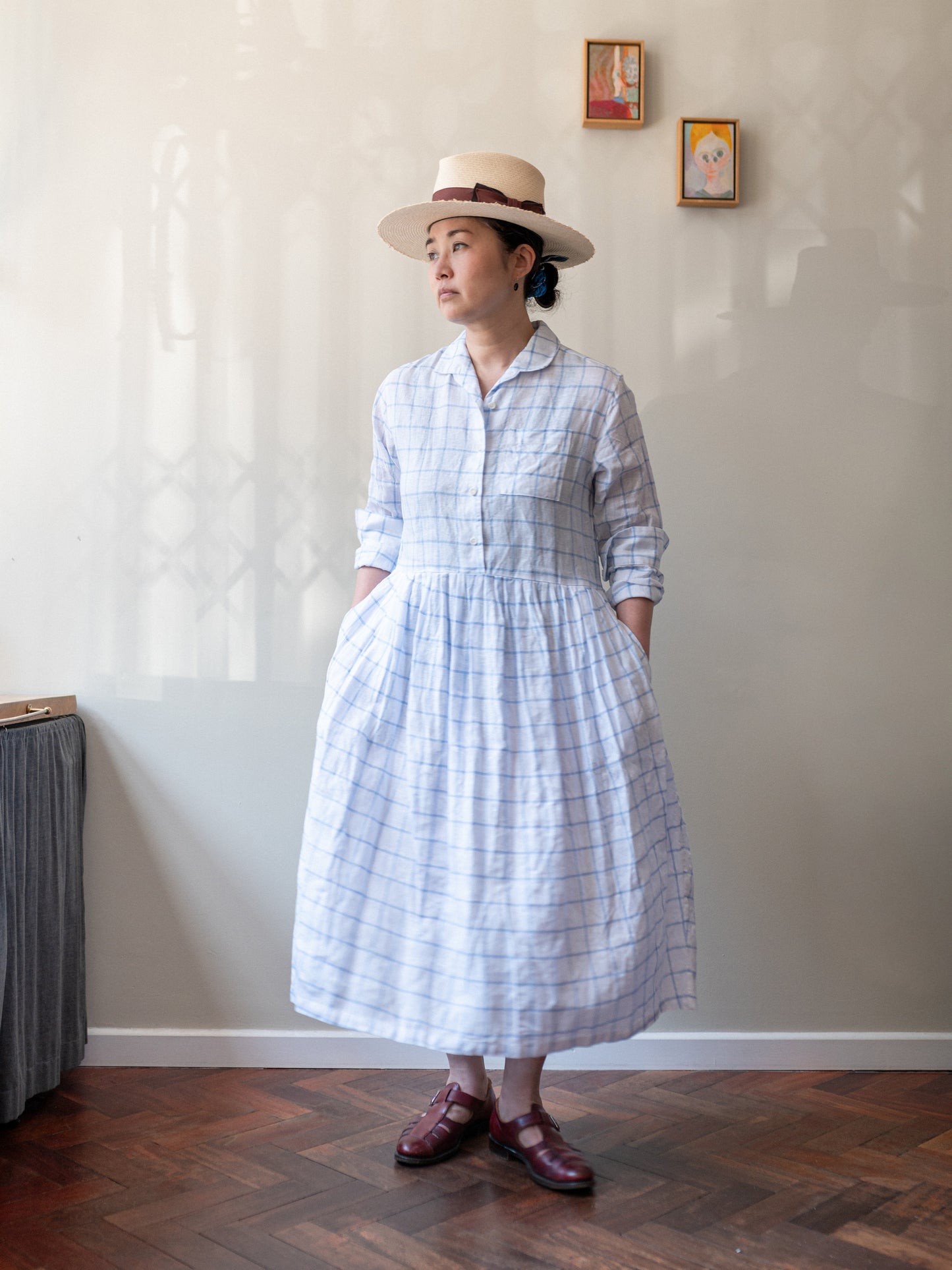 Irish Linen Dress / Windowpane Check