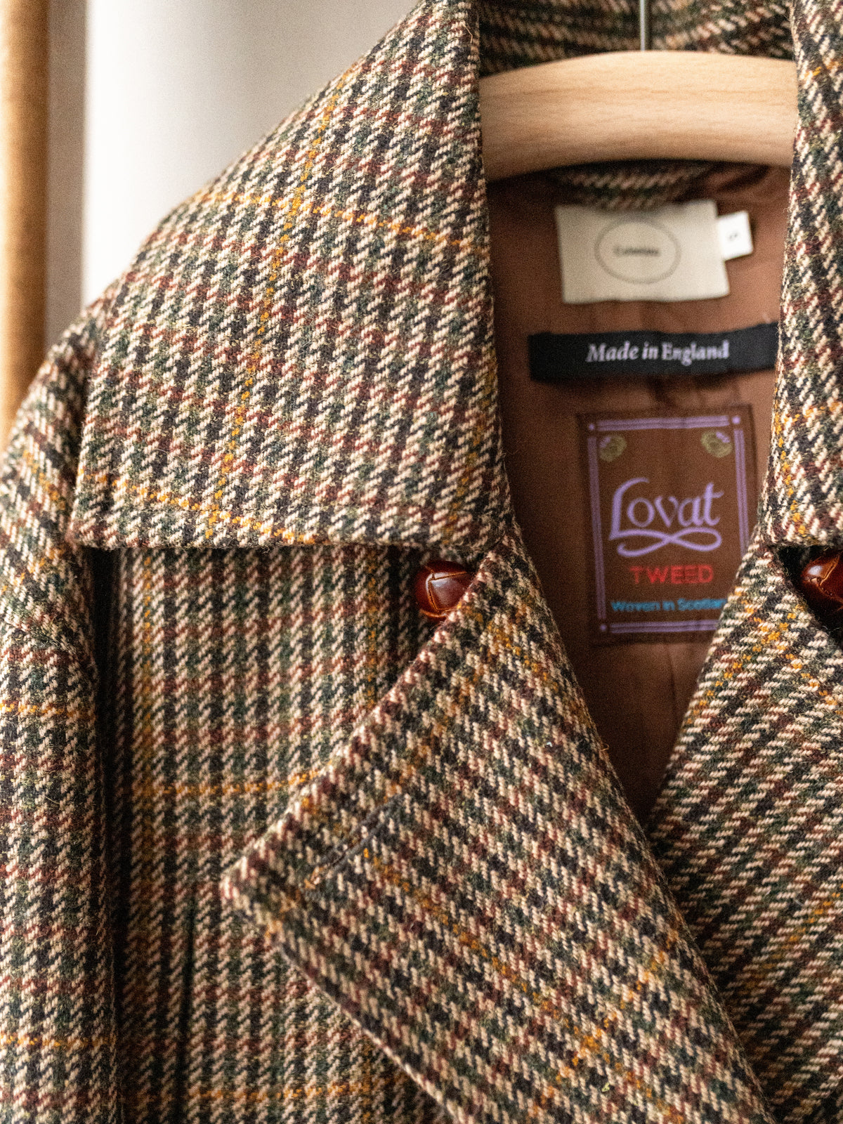 Long Peacoat / Bracken Check Tweed