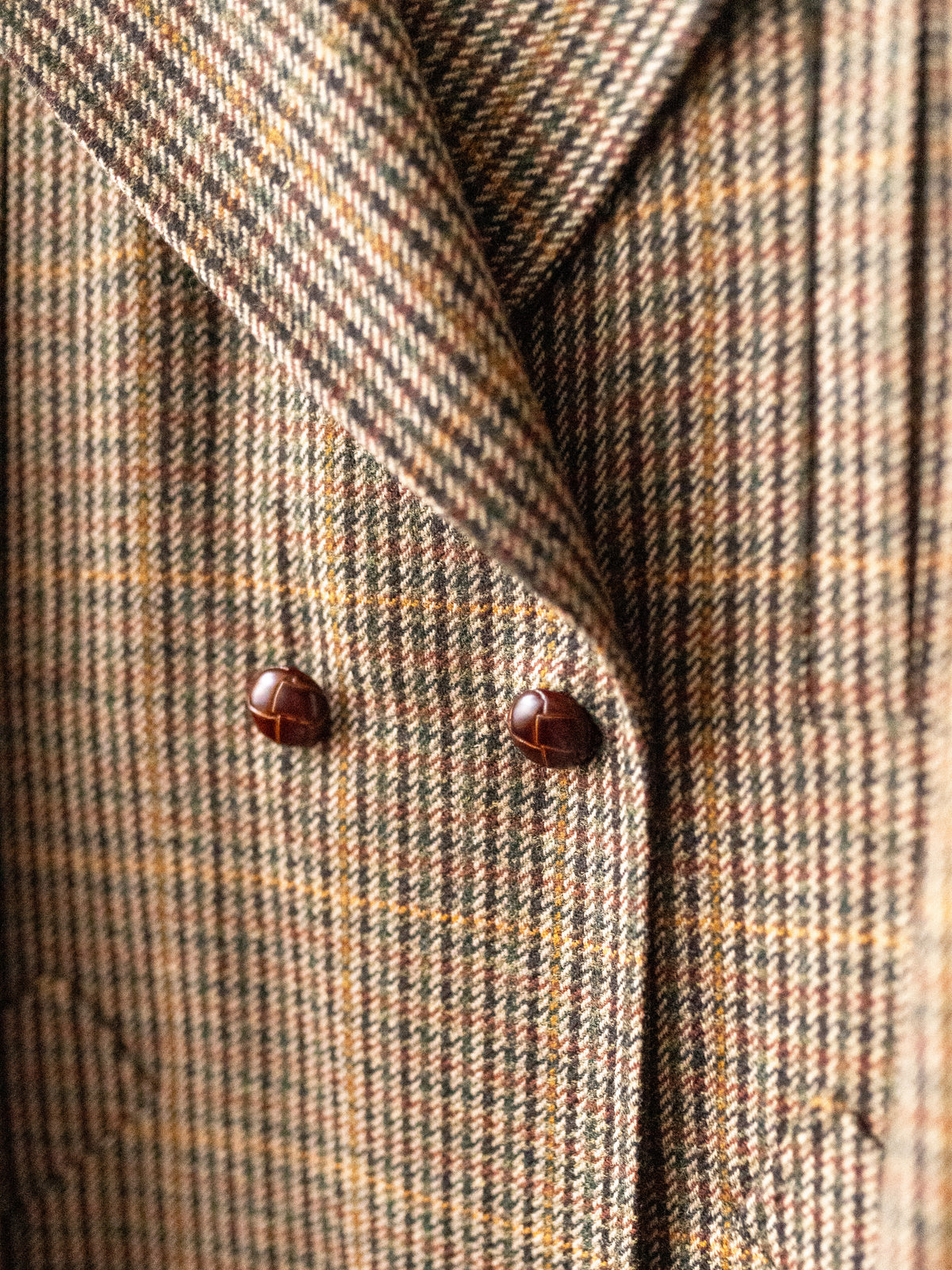 Long Peacoat / Bracken Check Tweed