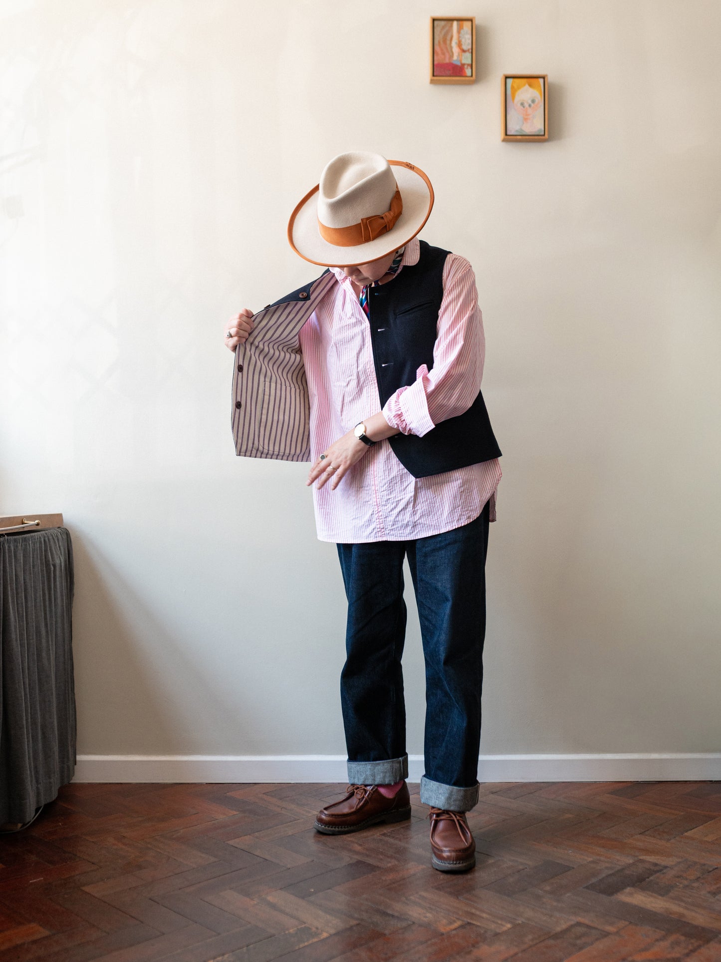 Melton Wool Reversible Vest / Dark Navy