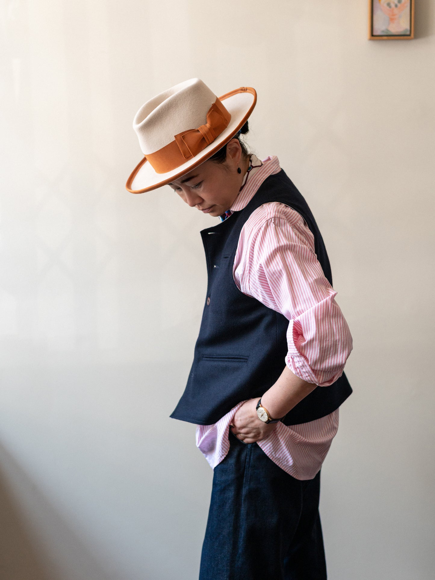 Melton Wool Reversible Vest / Dark Navy