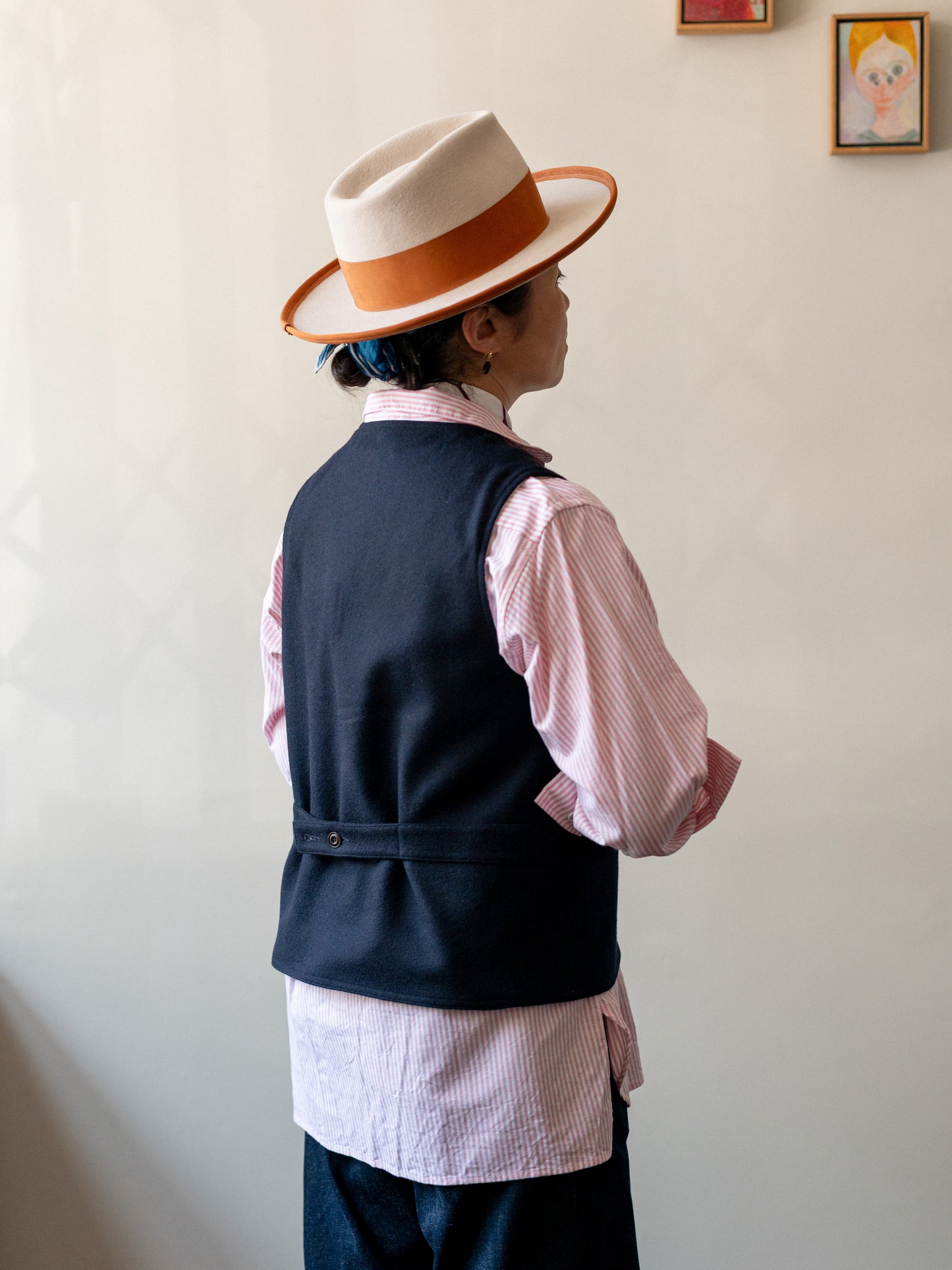 Melton Wool Reversible Vest / Dark Navy