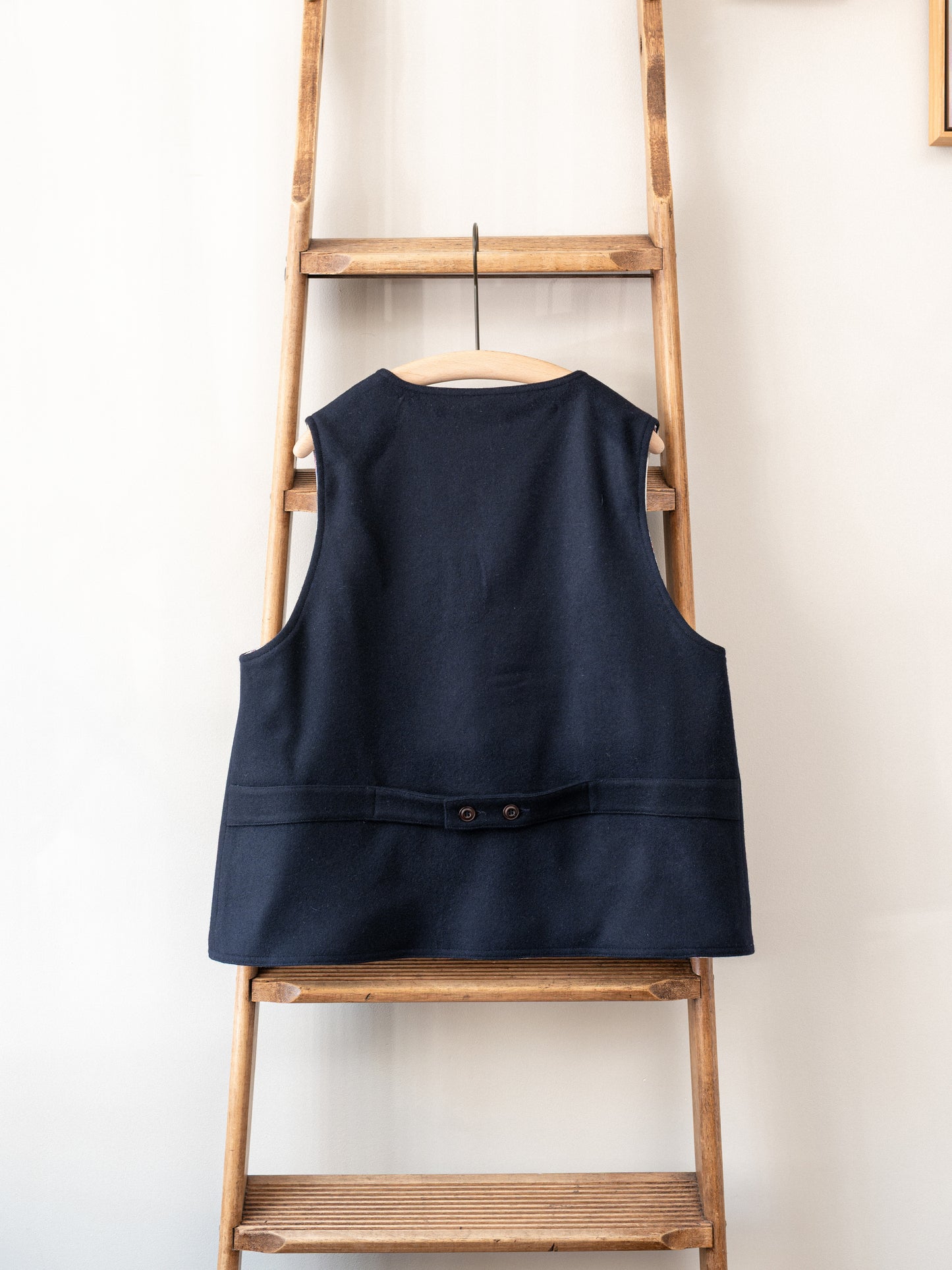 Melton Wool Reversible Vest / Dark Navy