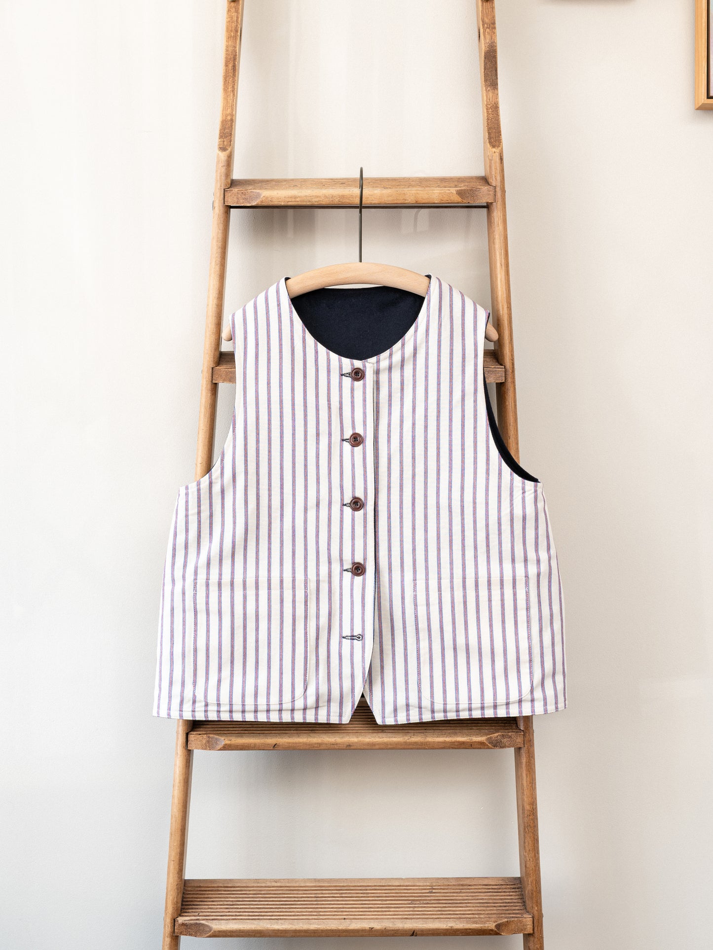 Melton Wool Reversible Vest / Dark Navy