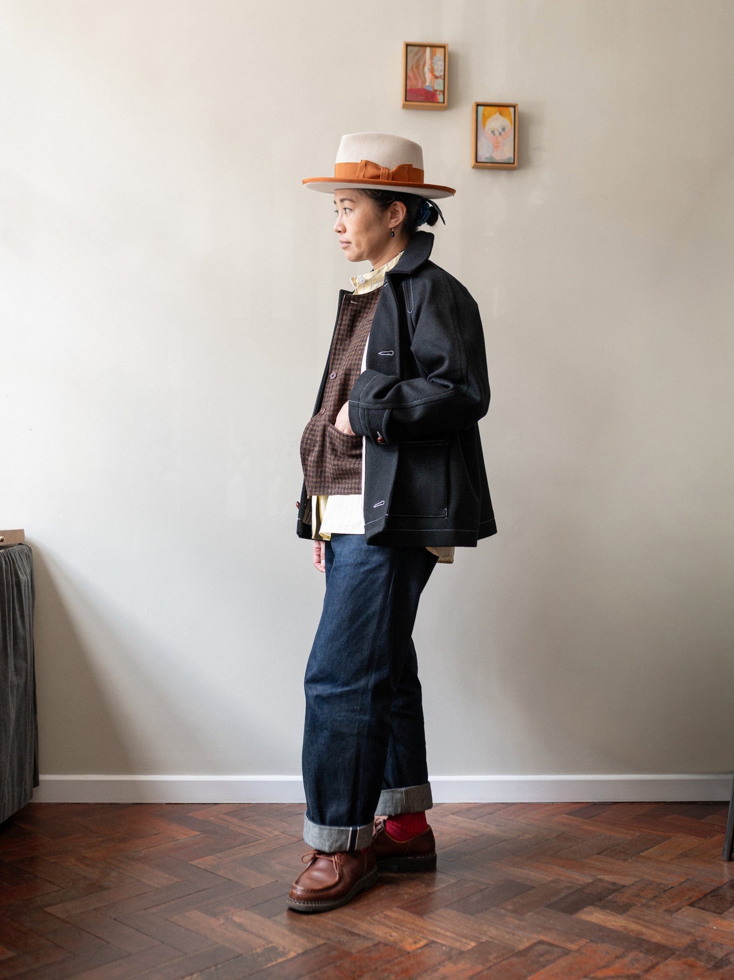 Melton Wool Field Jacket / Black Loden