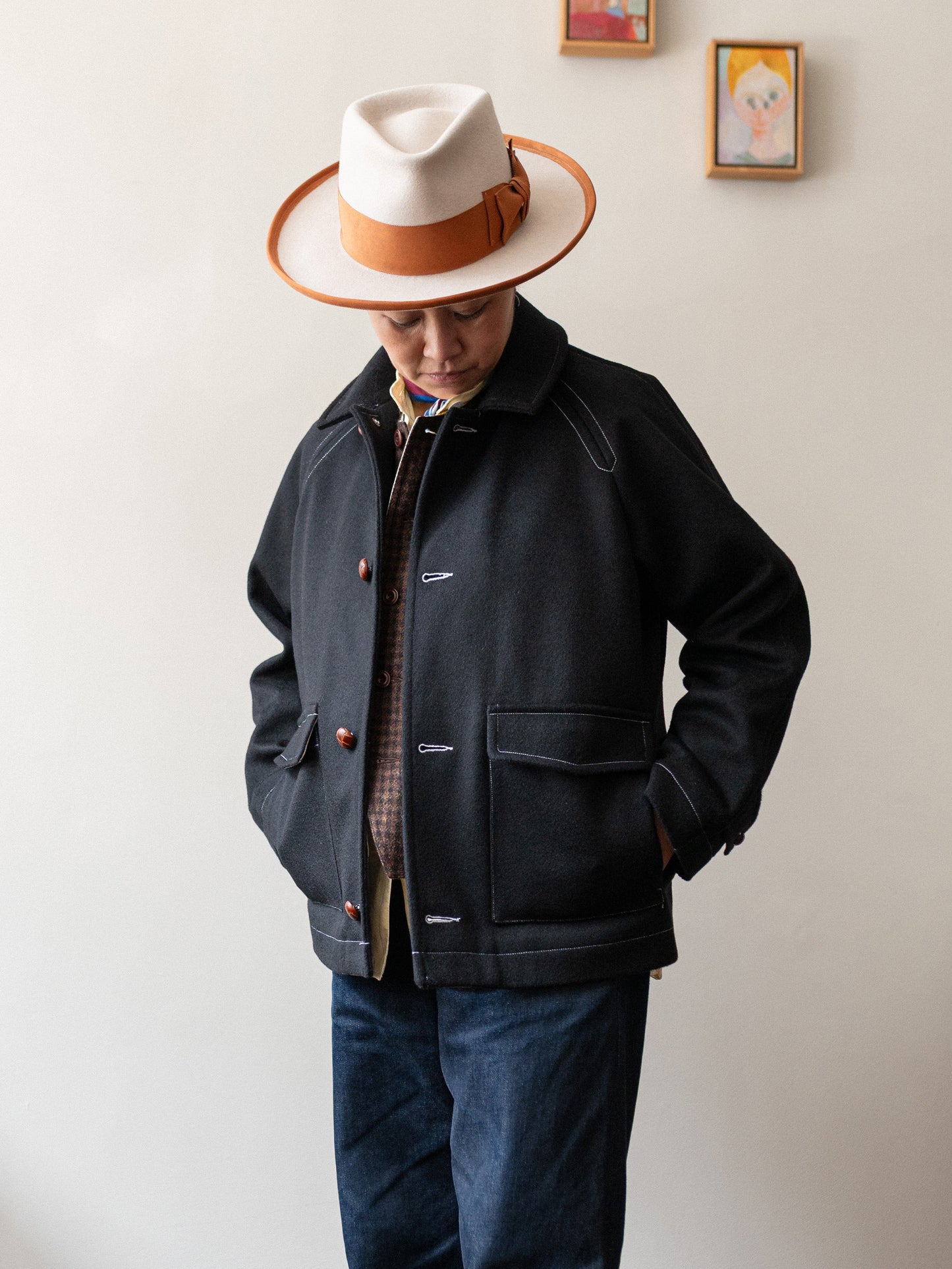 Melton Wool Field Jacket / Black Loden