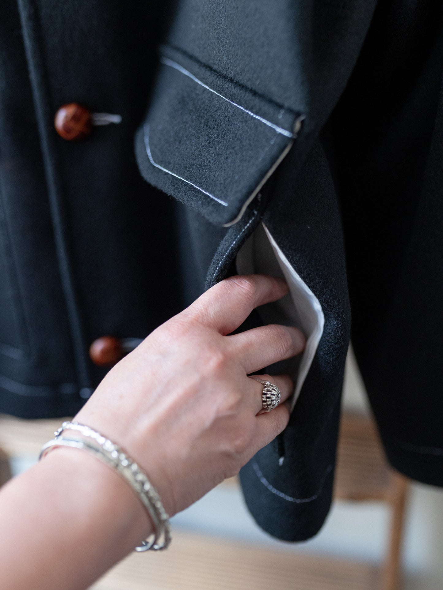 Melton Wool Field Jacket / Black Loden