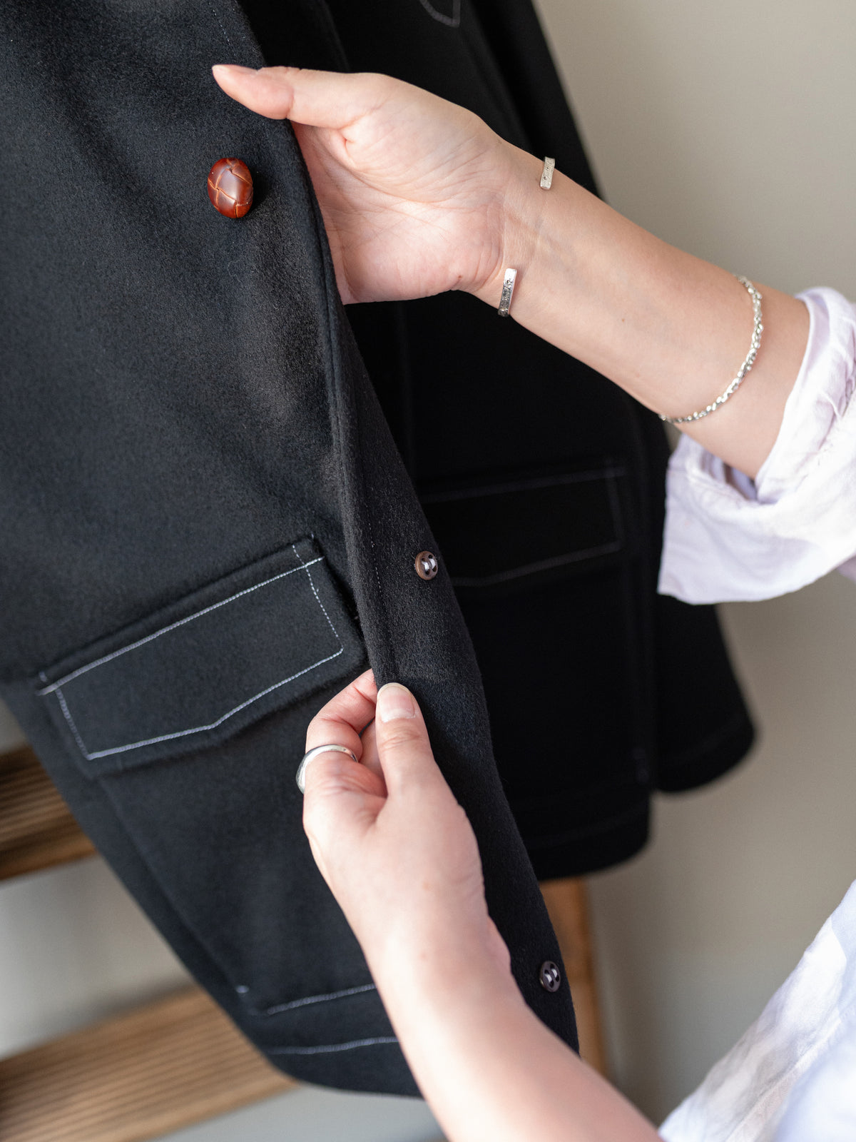 Melton Wool Field Jacket / Black Loden