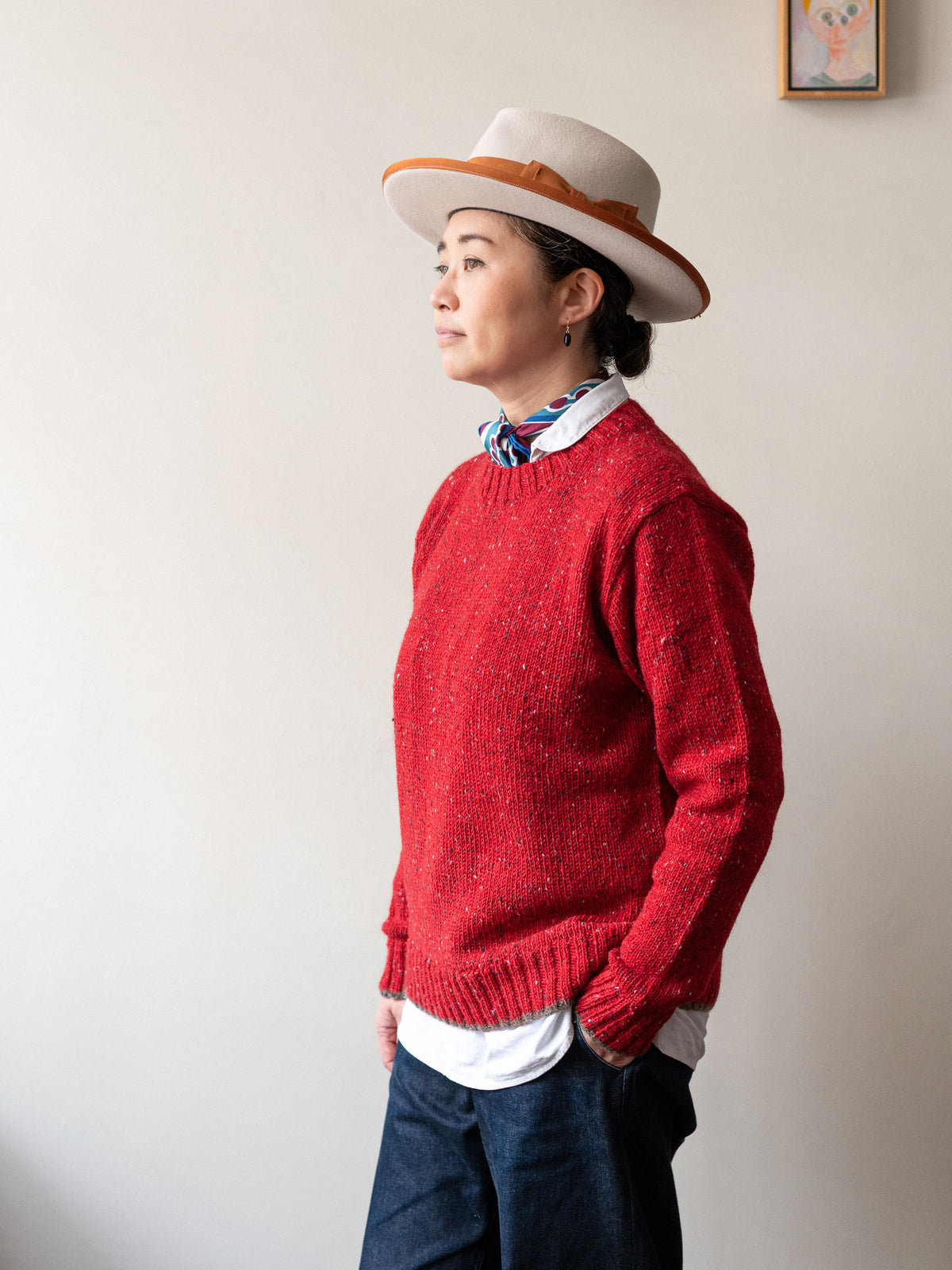 Mohair Tweed Jumper / Tudor Red