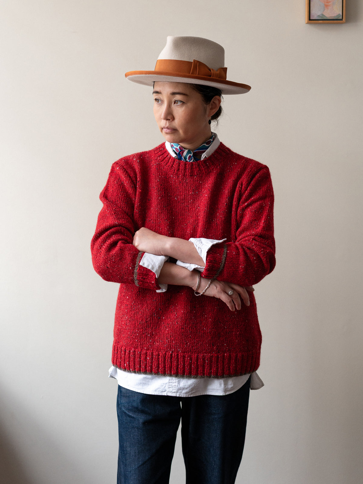 Mohair Tweed Jumper / Tudor Red