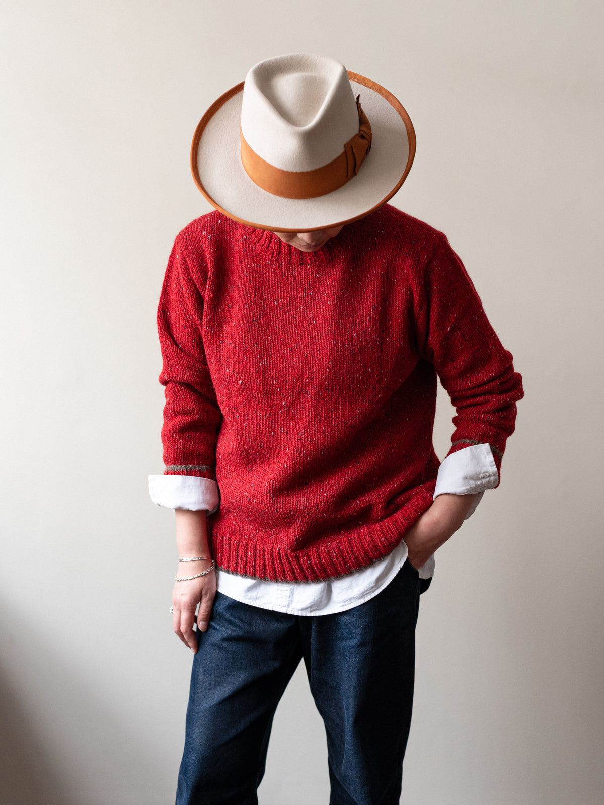 Mohair Tweed Jumper / Tudor Red