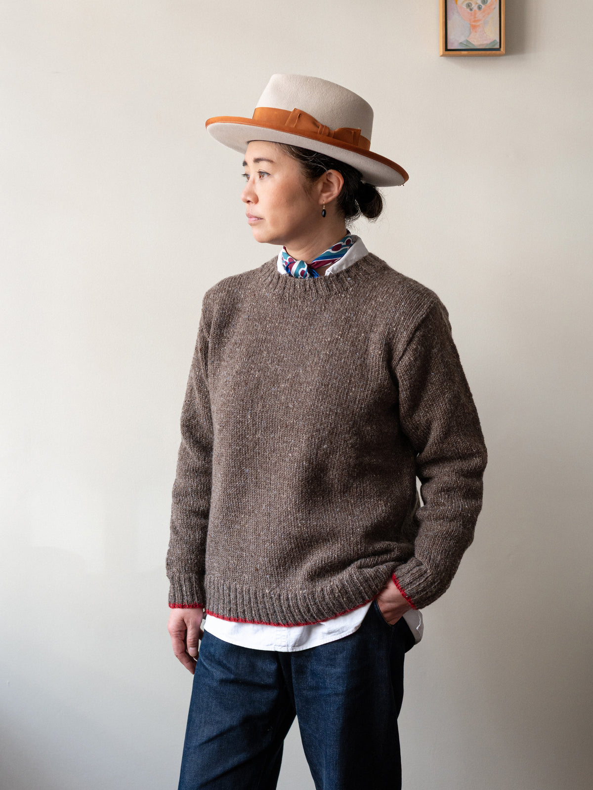 Mohair Tweed Jumper / Walnut Brown
