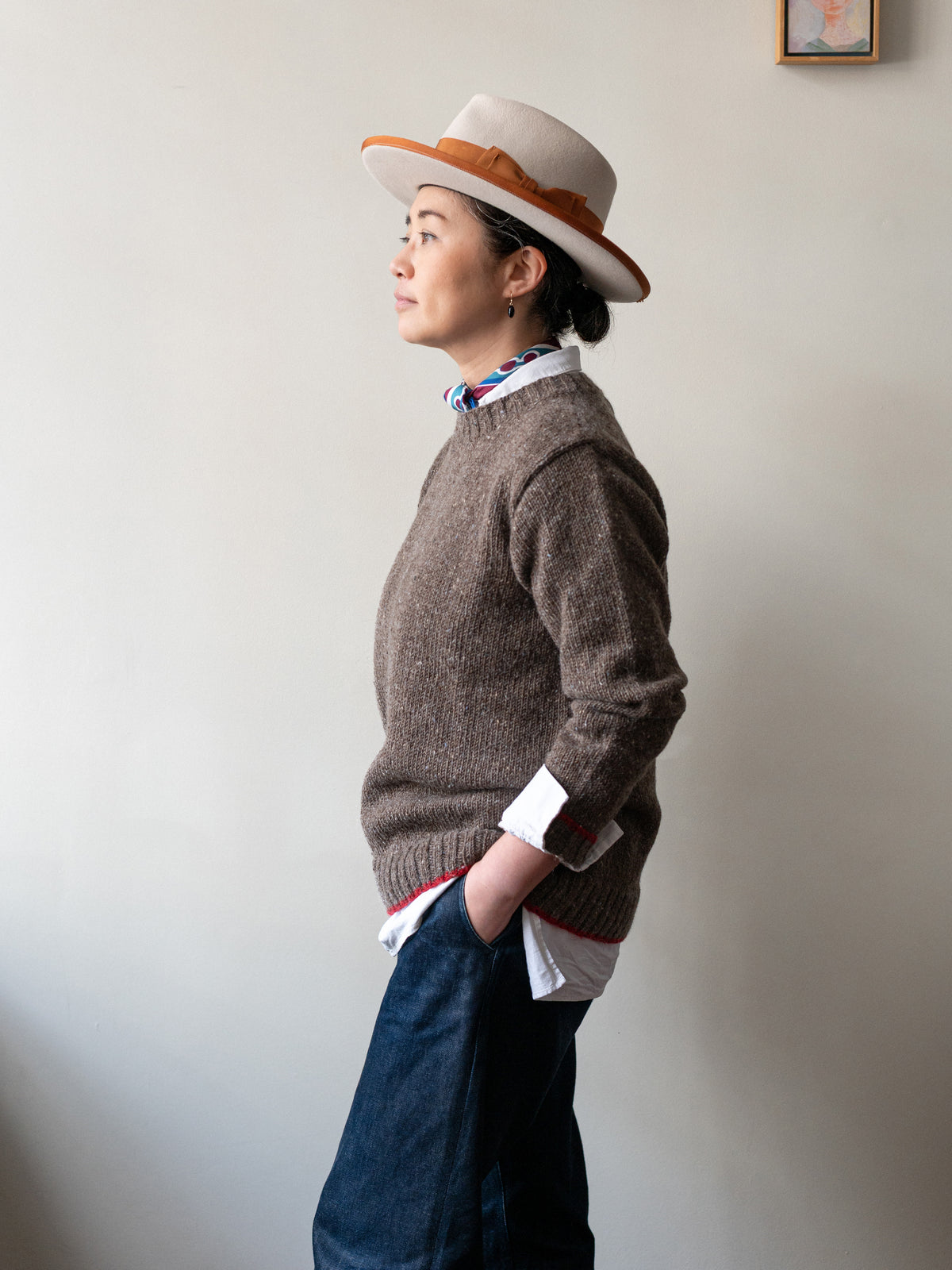 Mohair Tweed Jumper / Walnut Brown