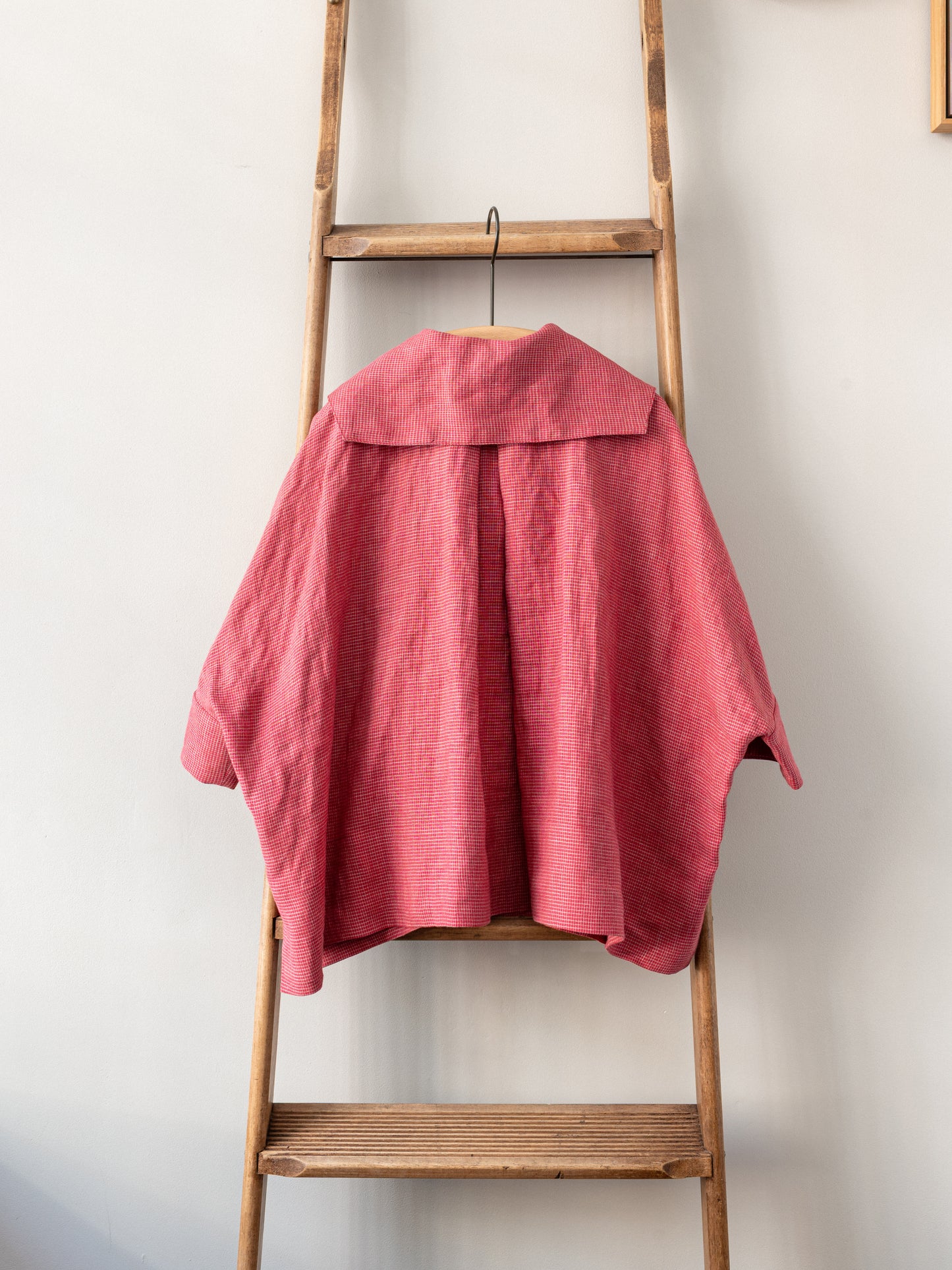 Open Collar Top / Red Irish Linen