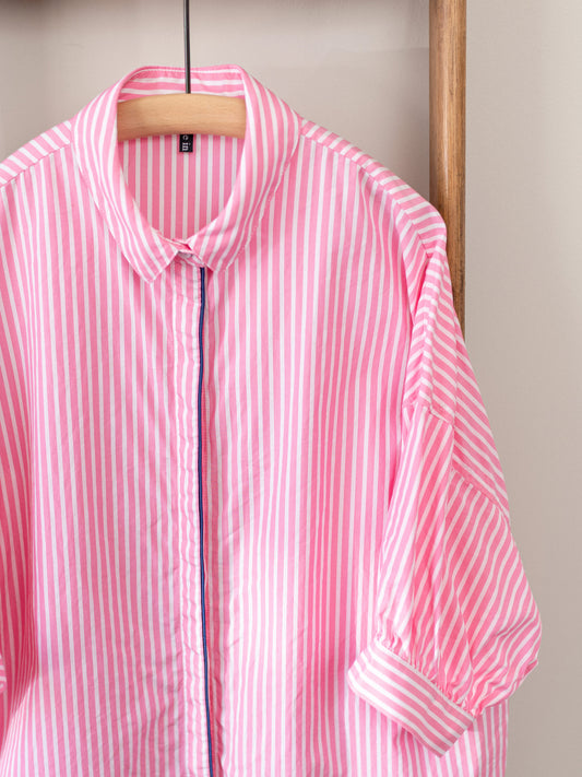 Balloon Sleeve Stripe Top / Pink Stripe