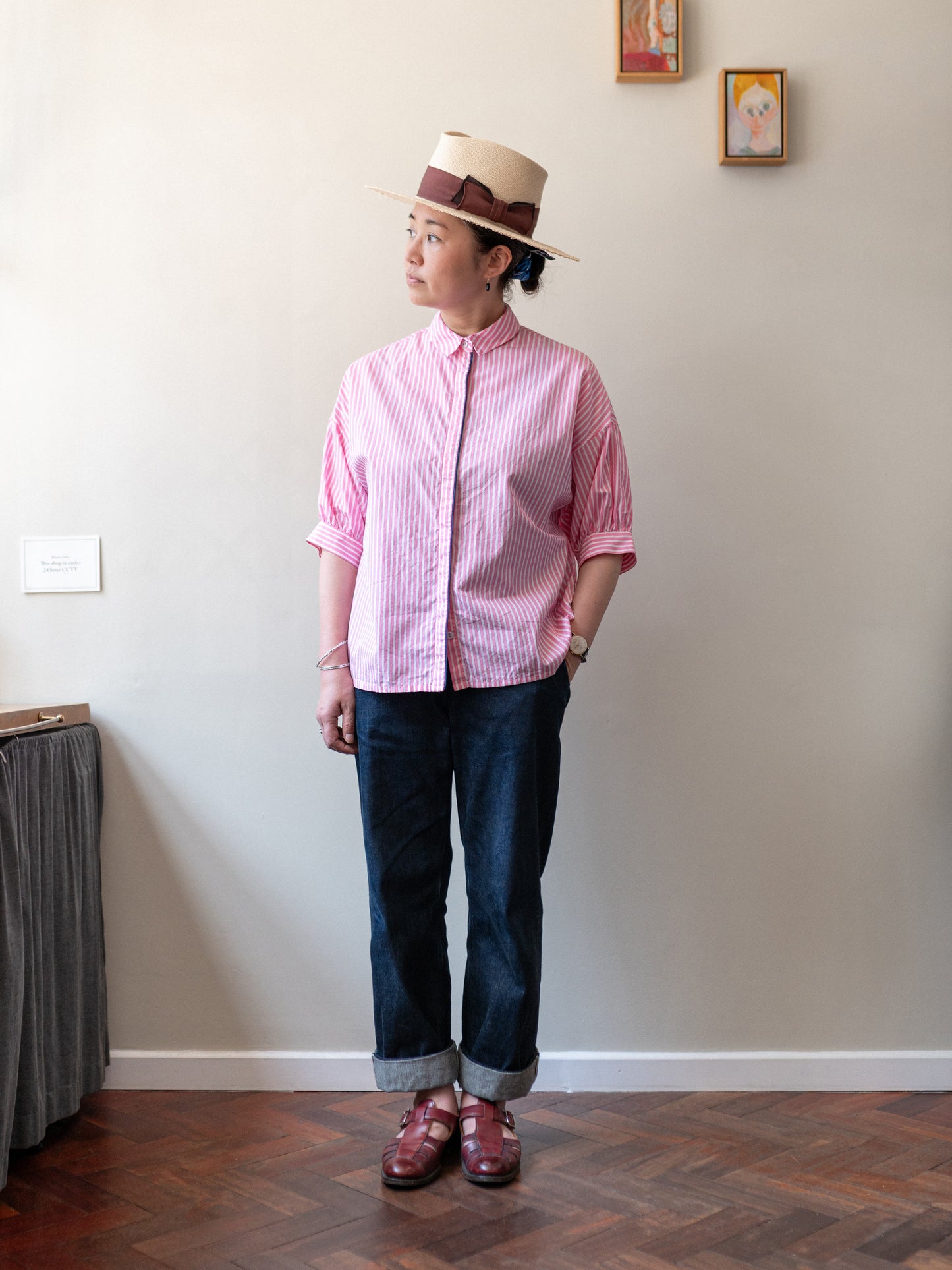Balloon Sleeve Stripe Top / Pink Stripe