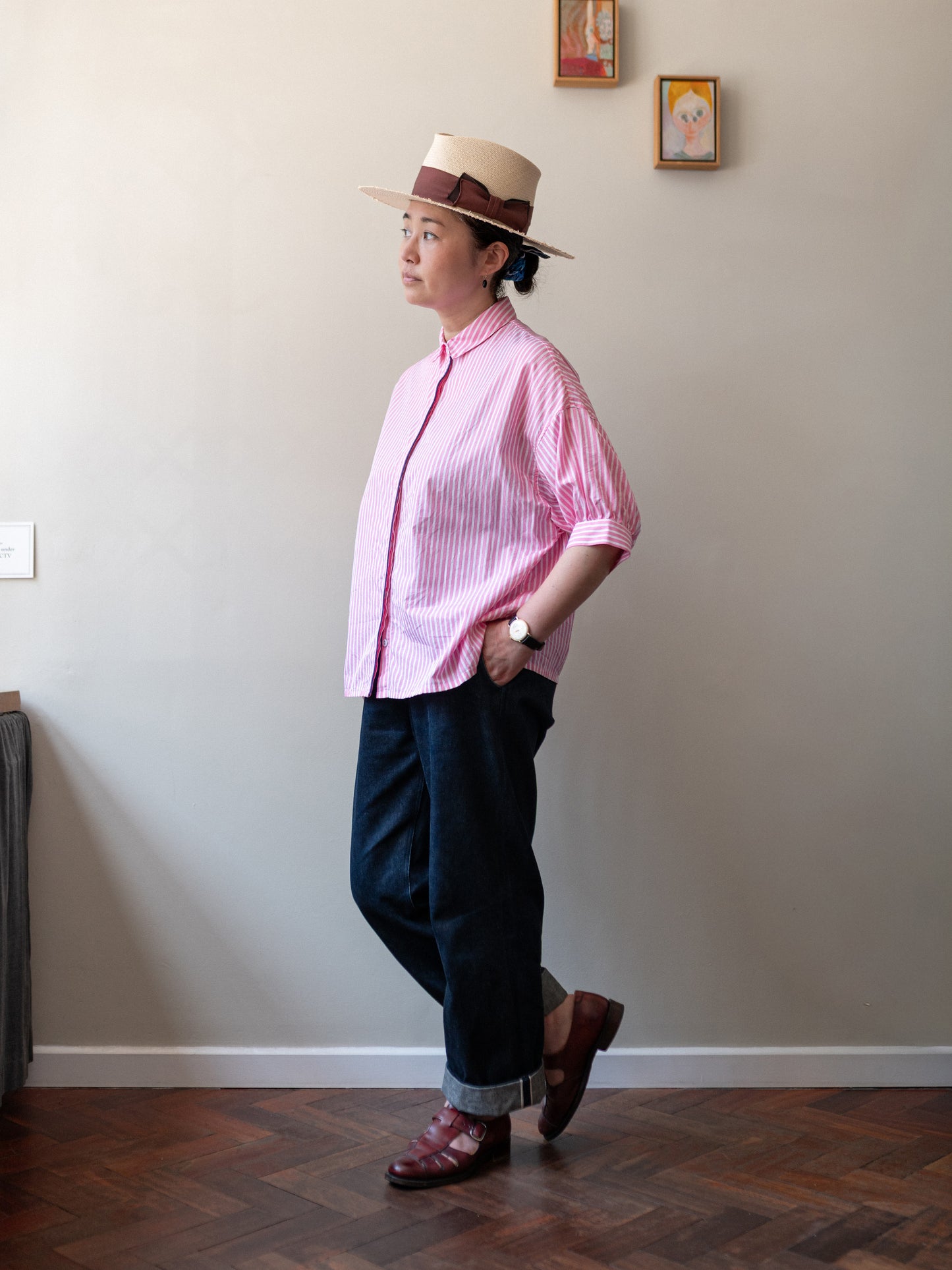 Balloon Sleeve Stripe Top / Pink Stripe