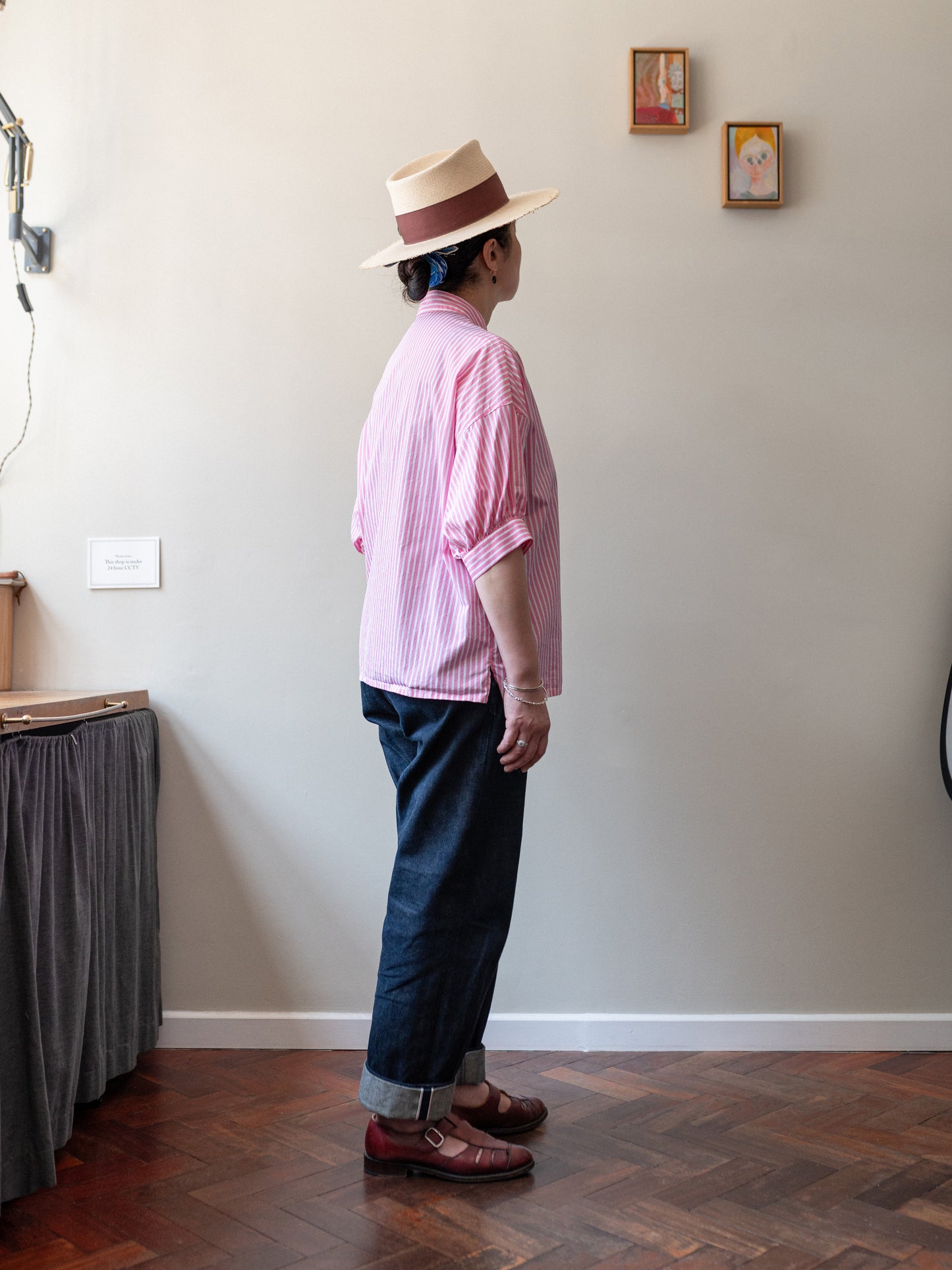 Balloon Sleeve Stripe Top / Pink Stripe