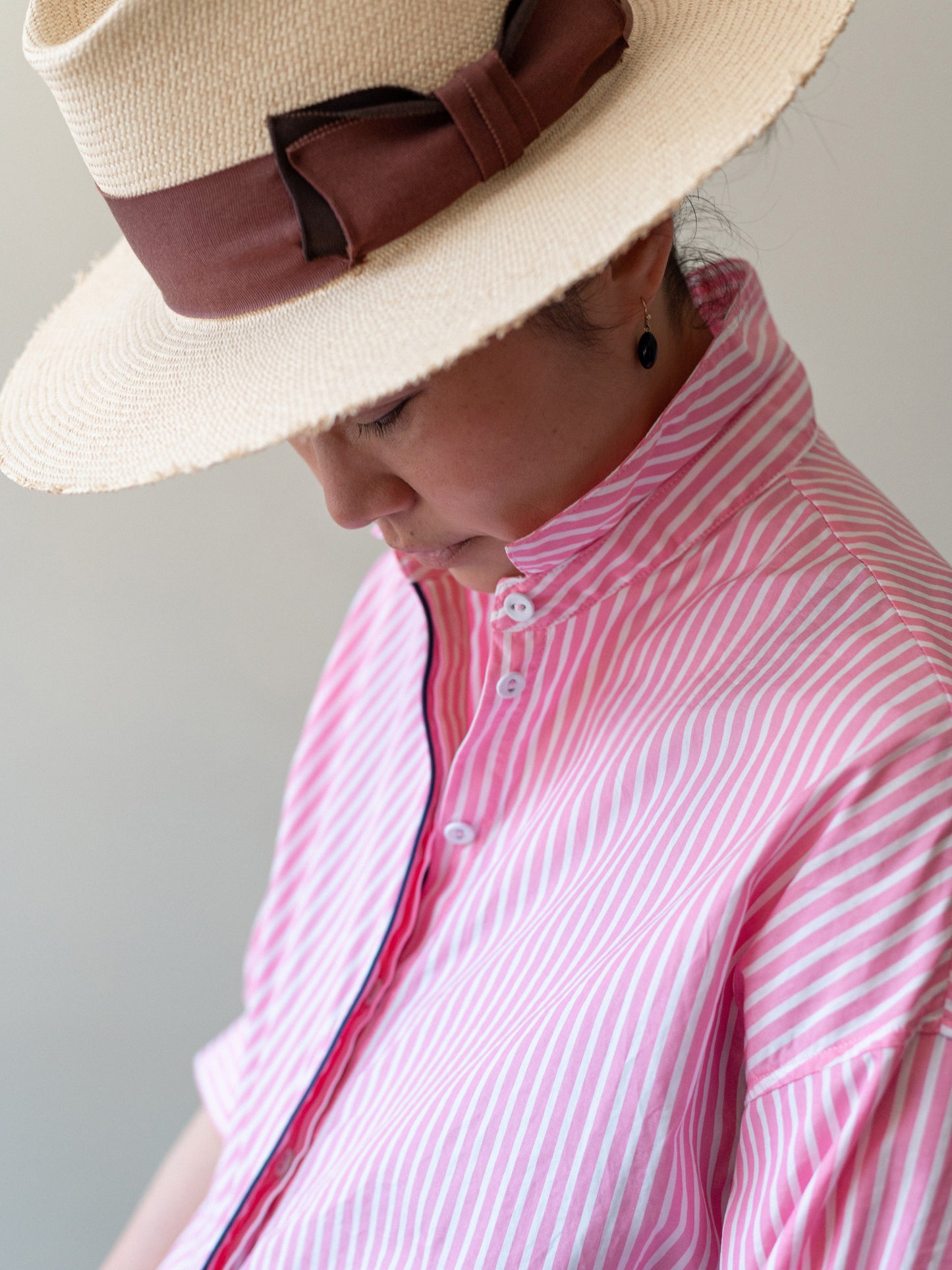 Balloon Sleeve Stripe Top / Pink Stripe