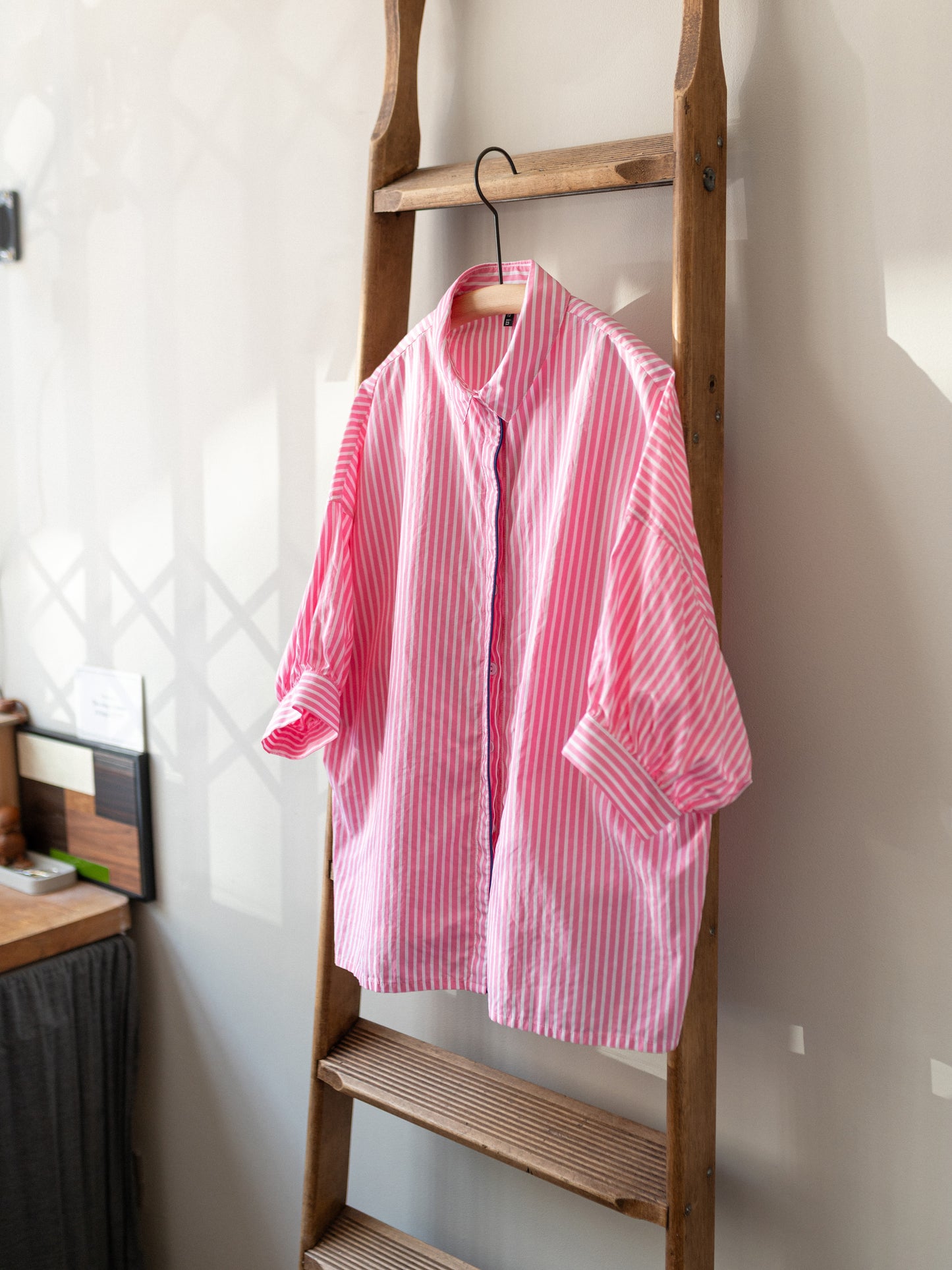 Balloon Sleeve Stripe Top / Pink Stripe