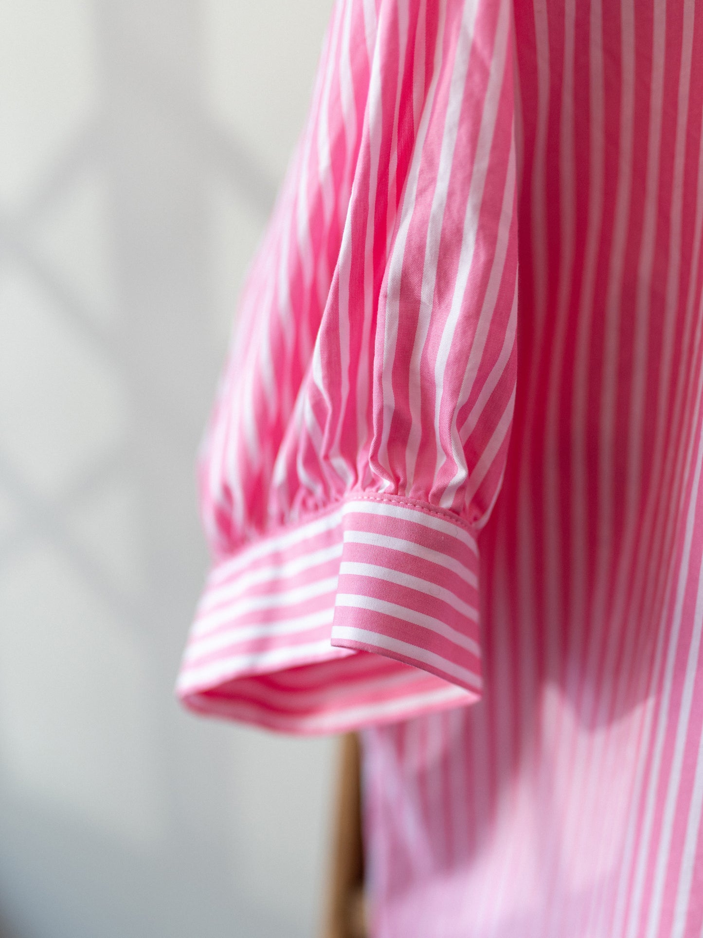 Balloon Sleeve Stripe Top / Pink Stripe
