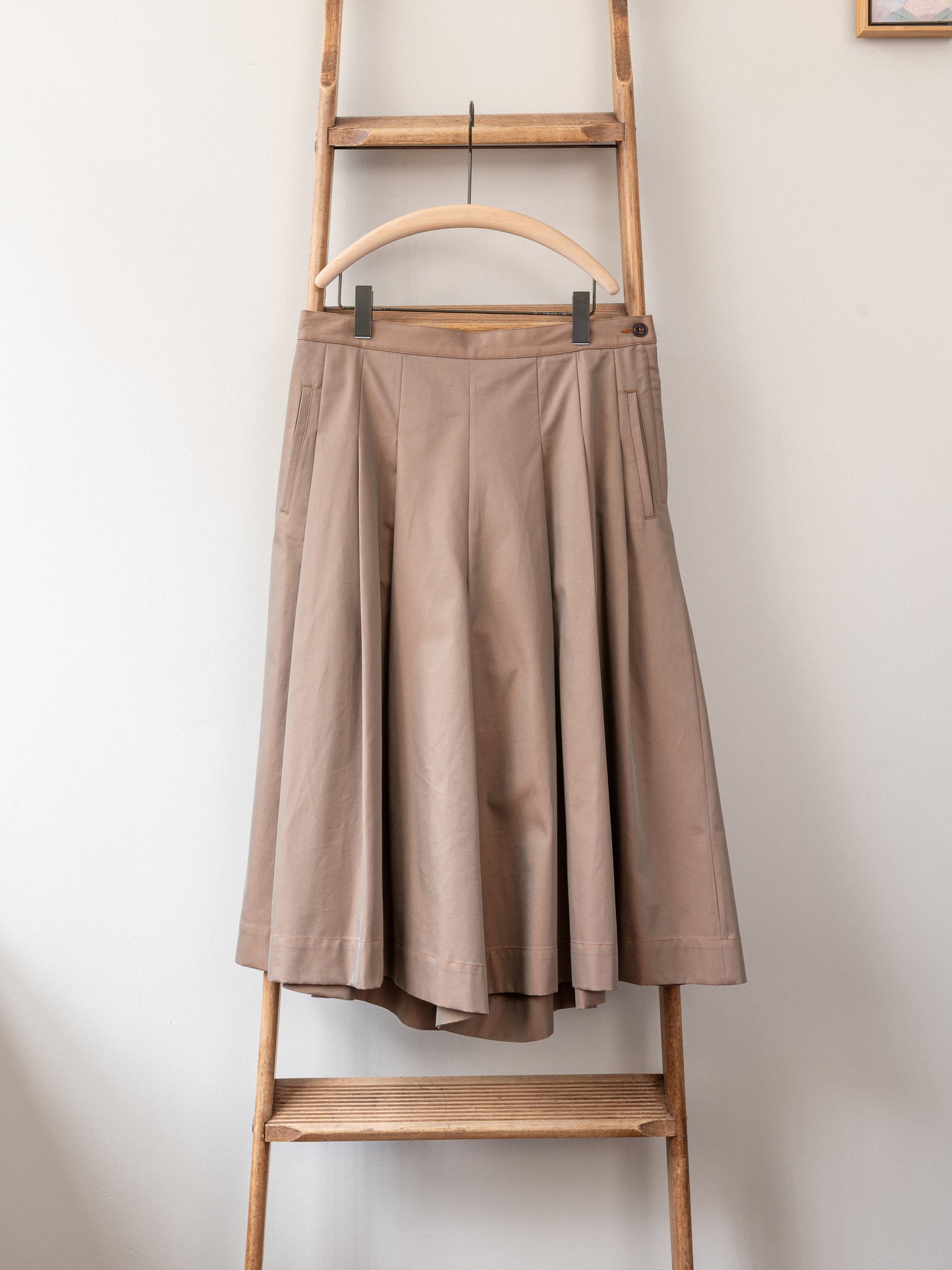 Pleated Culotte Cotton Gabardine  / Khaki