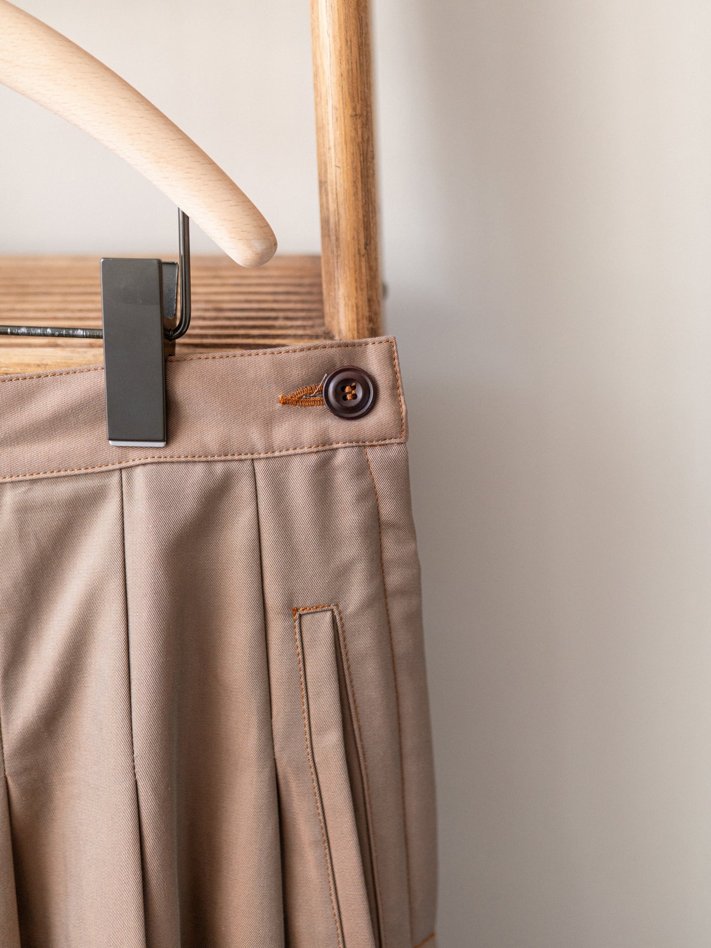 Pleated Culotte Cotton Gabardine  / Khaki