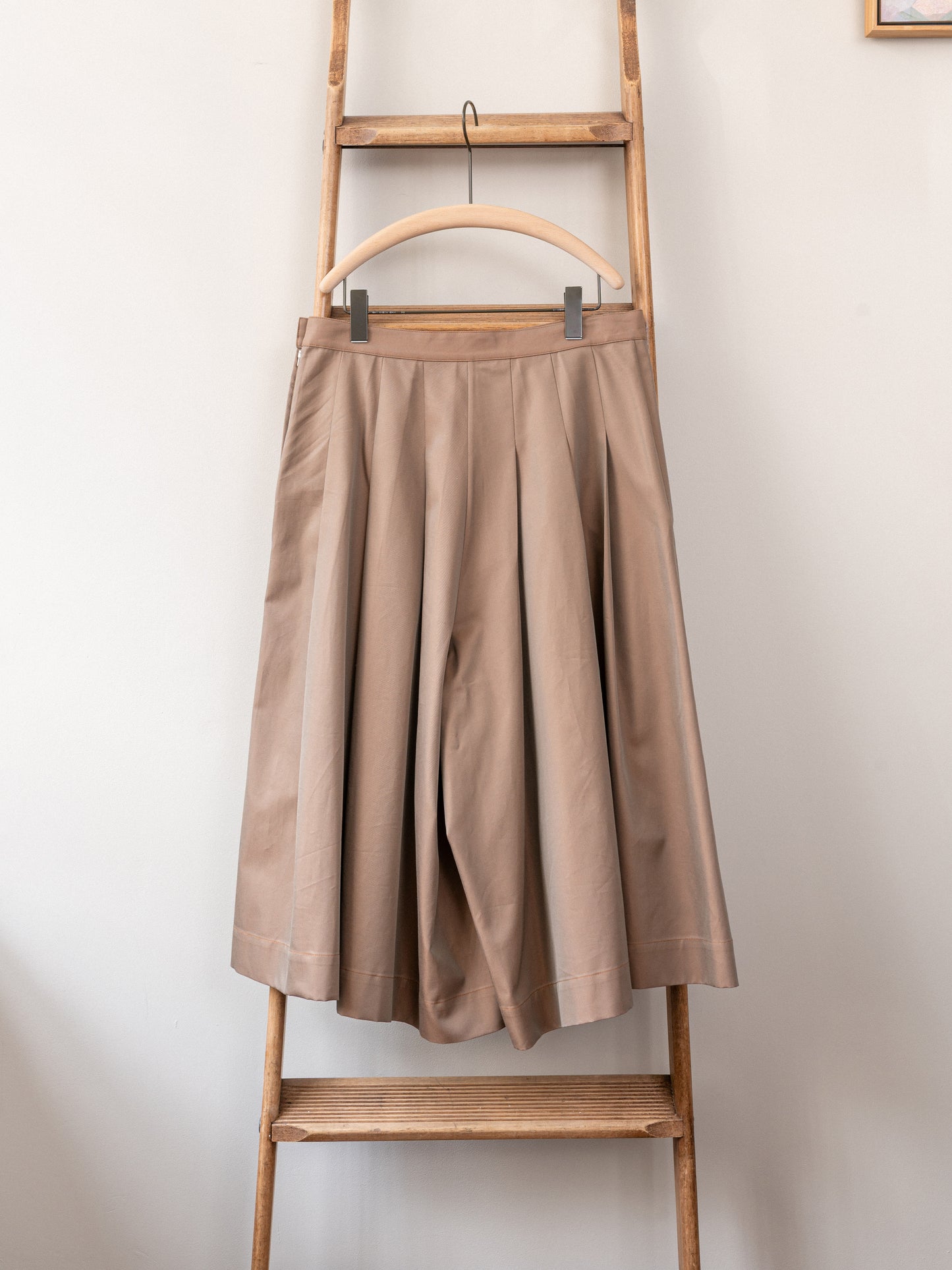 Pleated Culotte Cotton Gabardine  / Khaki
