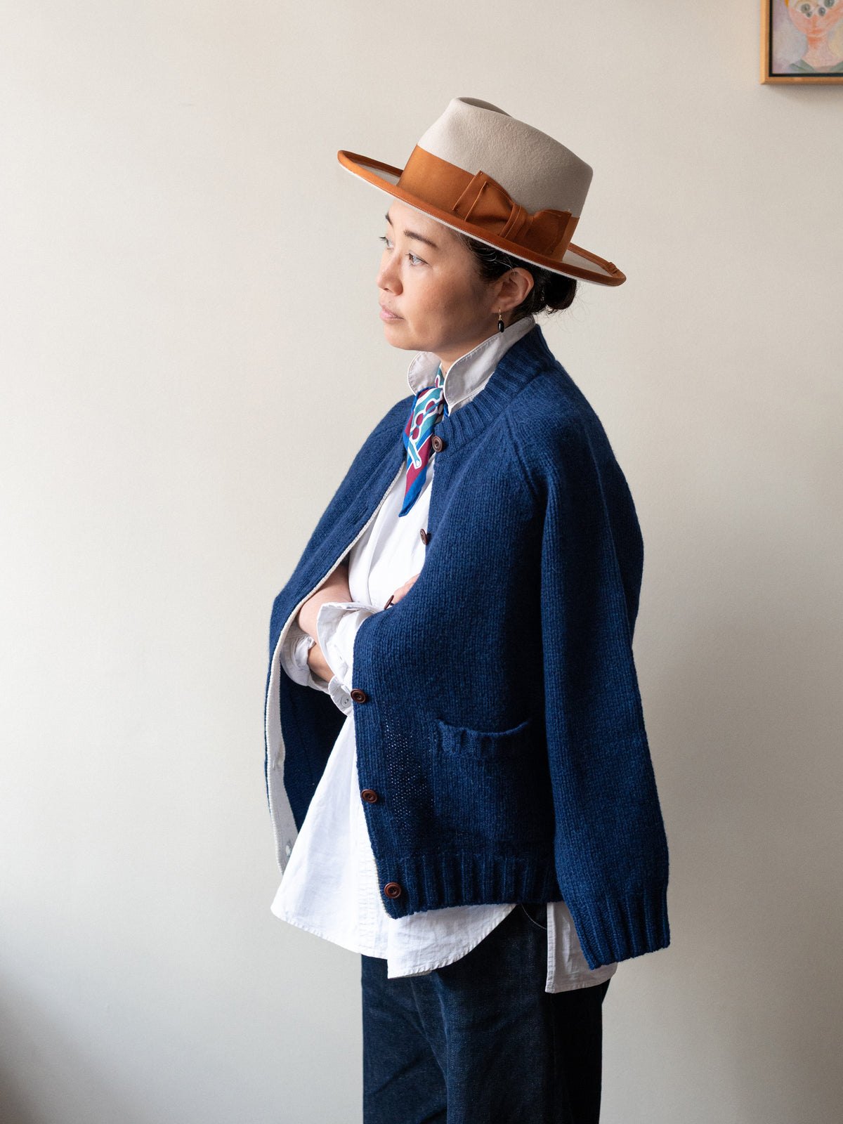 Pure Lambswool Cardigan / Regatta Blue