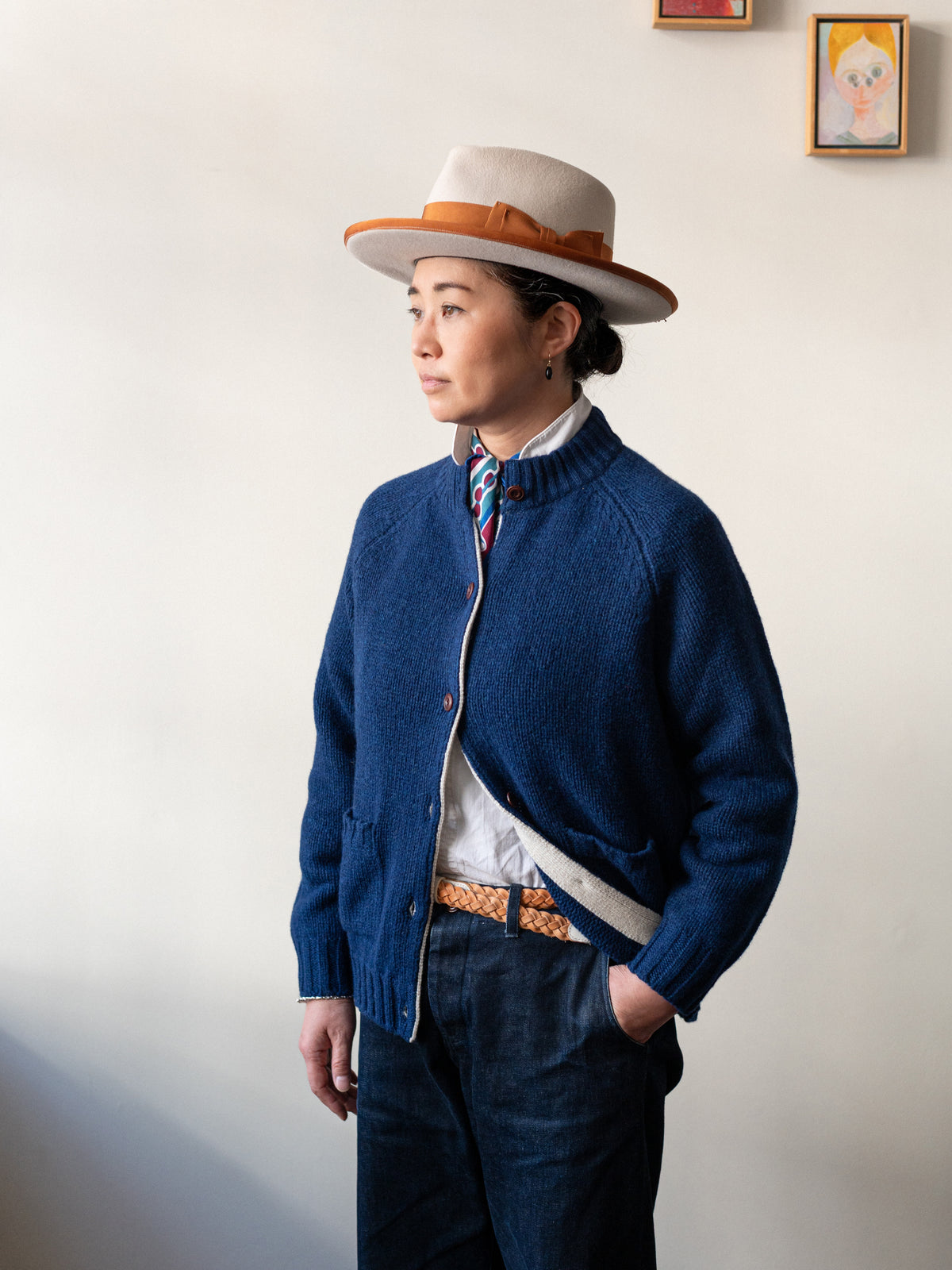 Pure Lambswool Cardigan / Regatta Blue